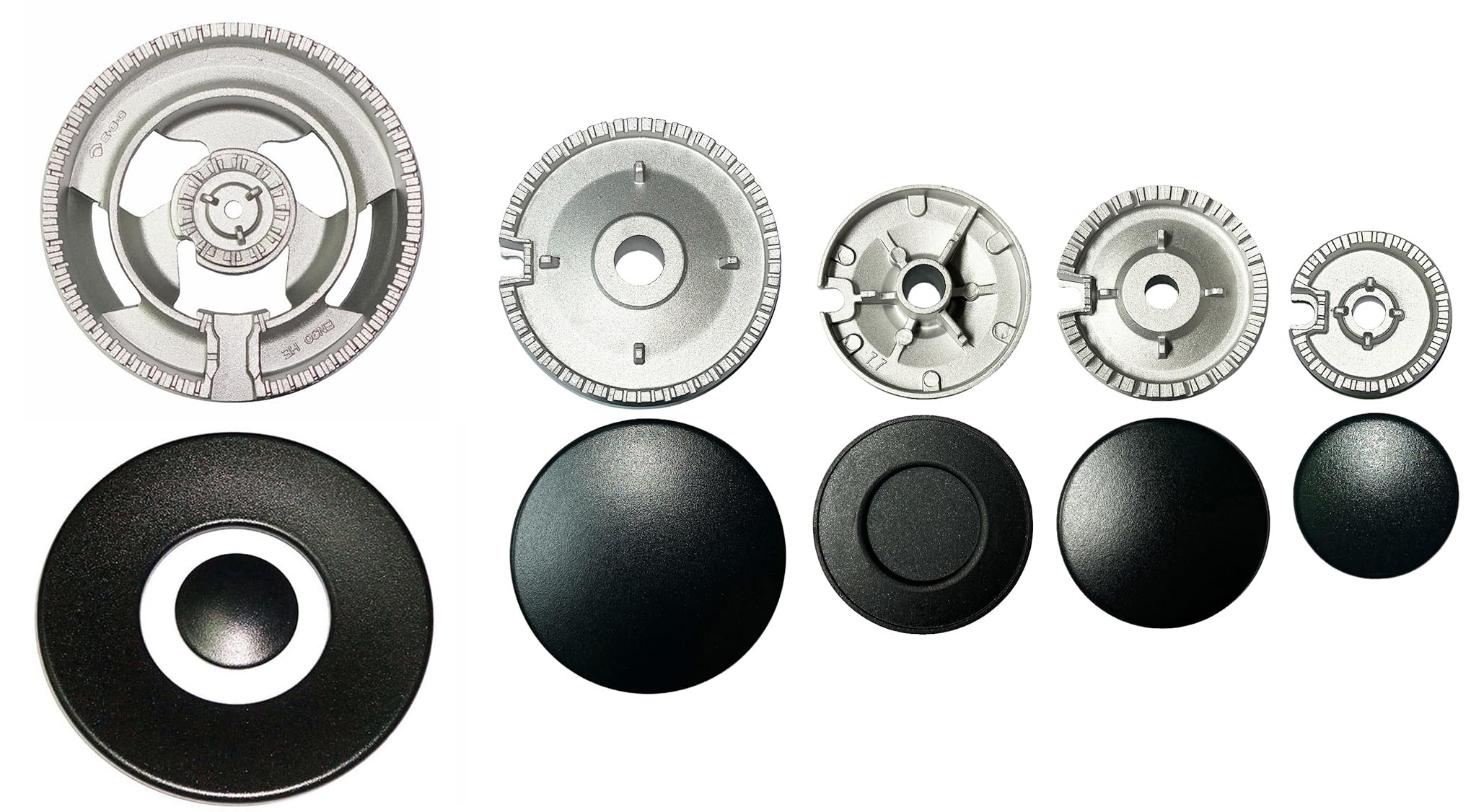 Franza - Kit 5 bruciatori per Beko Originali completi di piattelli spartifiamma smaltati neri opachi 4 fuochi + tripla corona per cucina piano cottura 5 fuochi - BK04