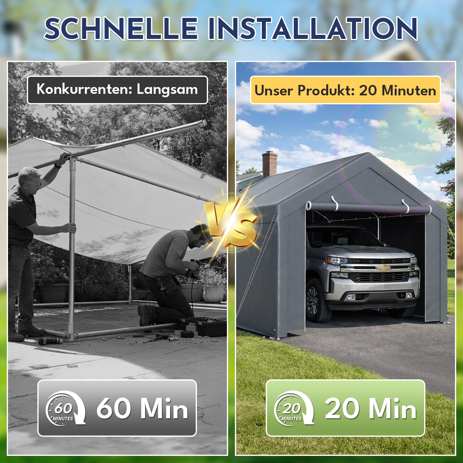 Tente de garage, 3 x 4 m, avec bâche en polyéthylène résistante aux intempéries, résistante à l'hiver, aux UV, pour voiture, SUV