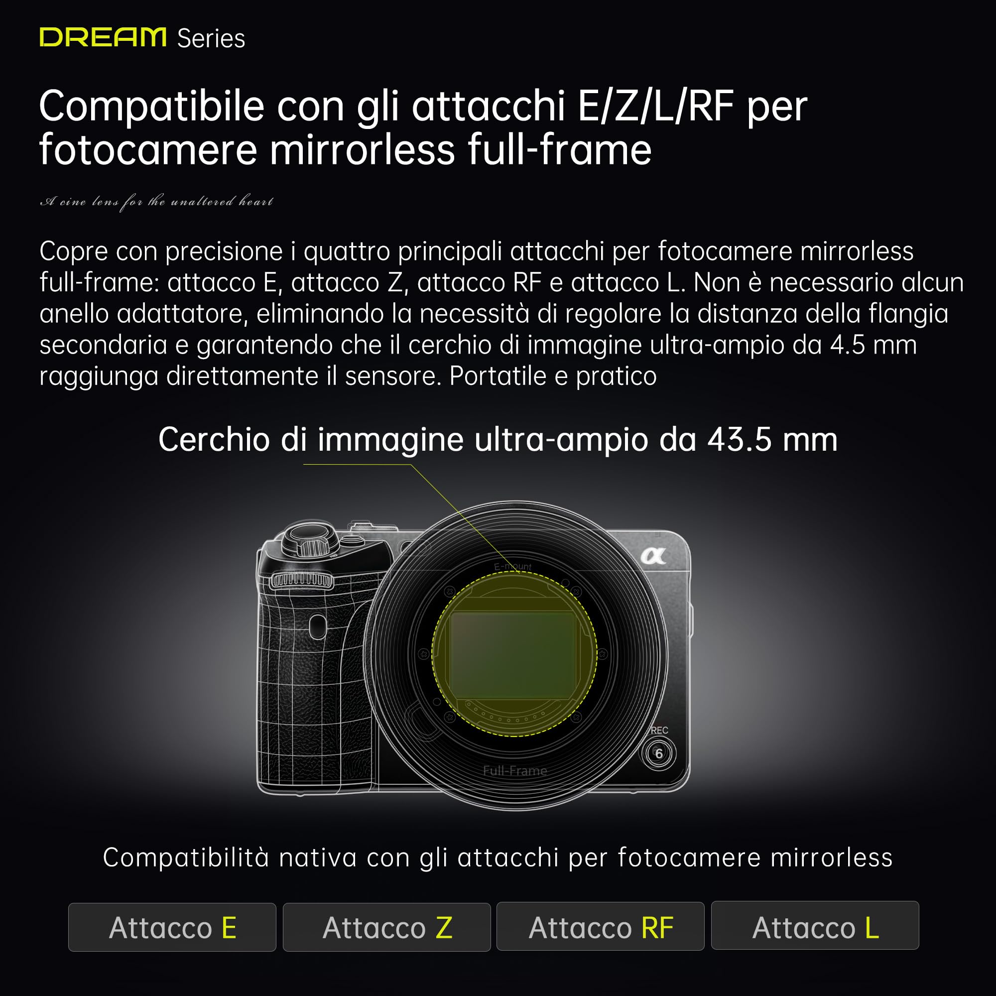 7artisans 35mm T1.5 Dream Series Obiettivo Cinematografico Professionale, Grande Apertura, Full-Frame, compatibile con Sigma FP, Panasonic S1 S1H S5, Leica SL SL2, Nero
