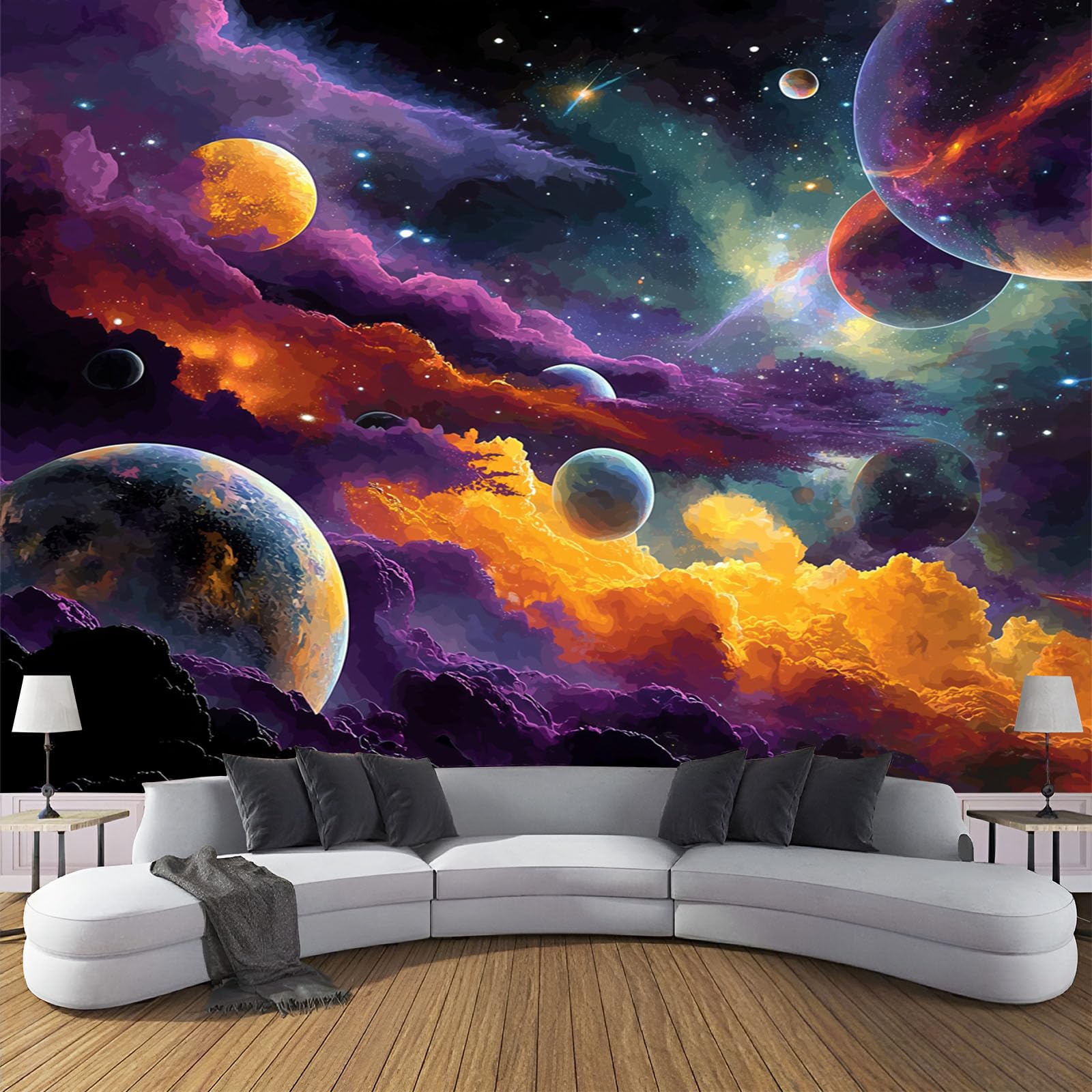 Papier Peint Fantasy Spatiale Violet Grand Format 350x256cm