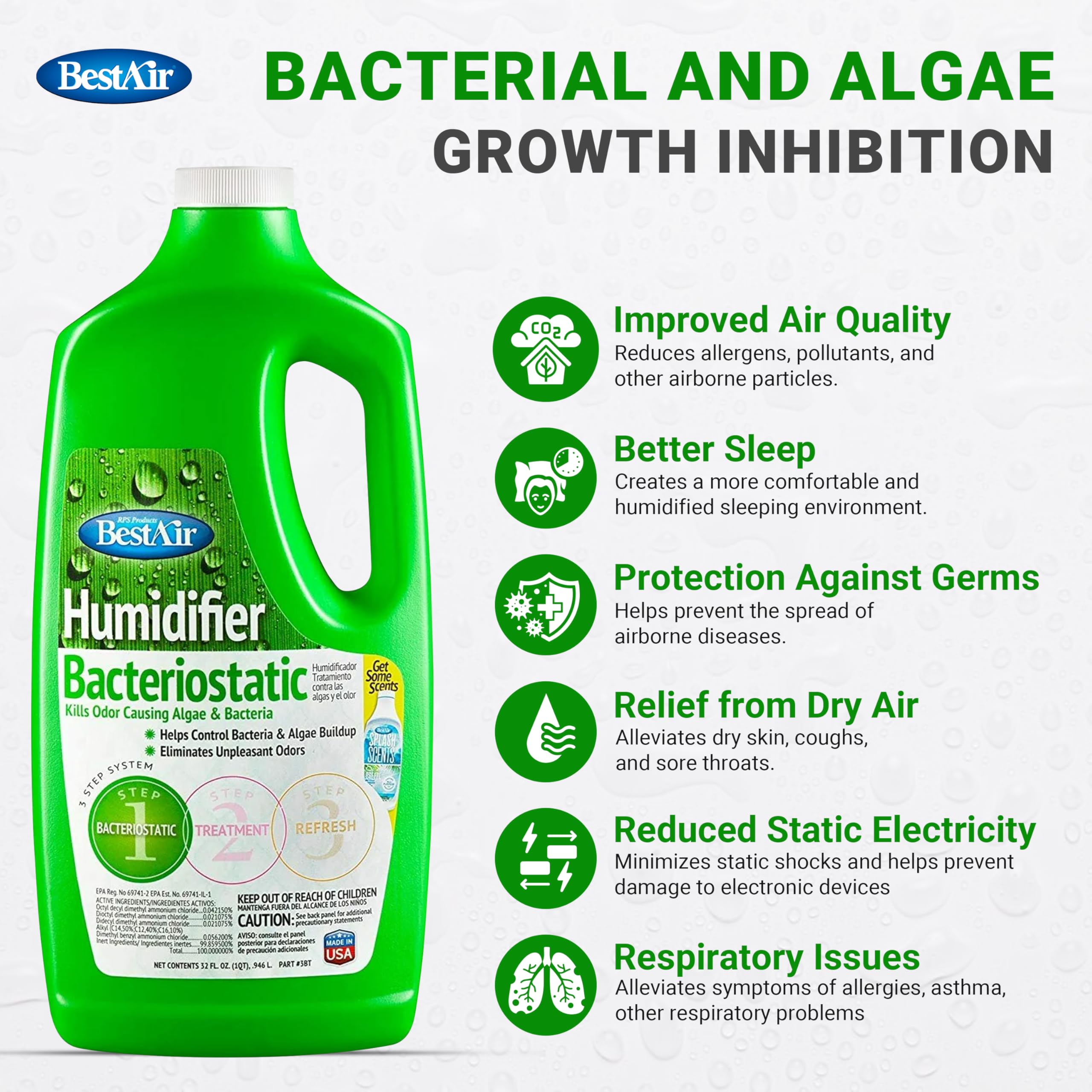 Amazon.com: Bacteriostatic Humidifier Water Treatment  Comprehensive  Humidifier Cleaning Solution  Universal Humidifier Water Additive   Odorless Humidifier Descaler Solution  Effective Treatment (2pack) :  Appliances