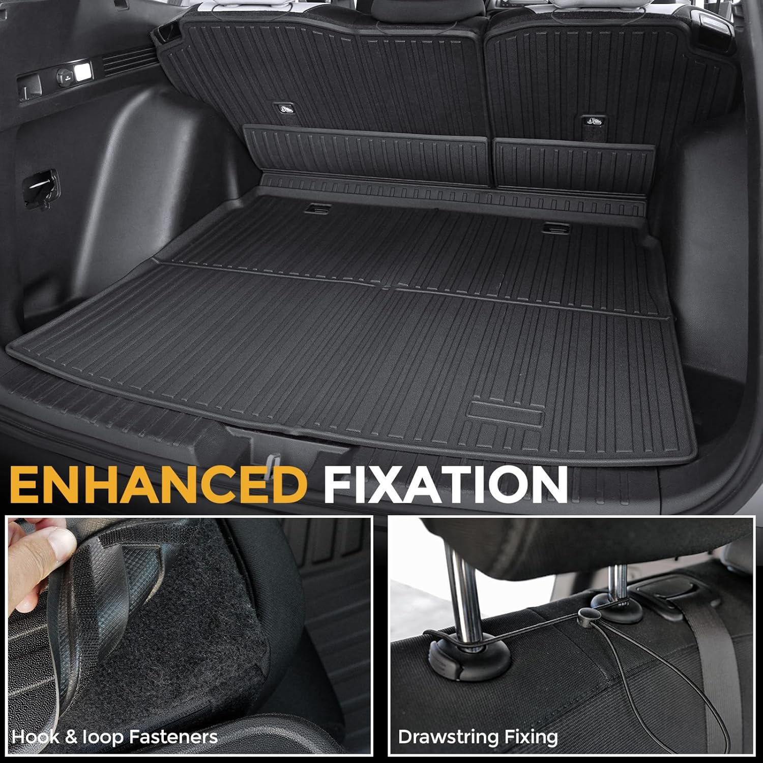 Floor Mats for Honda CR-V 2023-2026, All Weather Floor Mats Trunk Cargo Liner with Backrest Protectors and Door Sill Guards Accessories, Full Coverage Set - Image 8