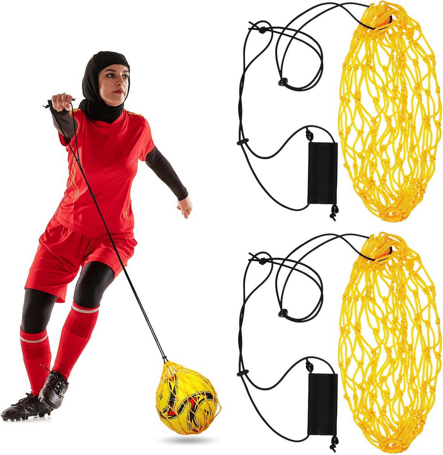 2 Pcs Handle Solo Soccer Kick Trainer Soccer Ball Bungee