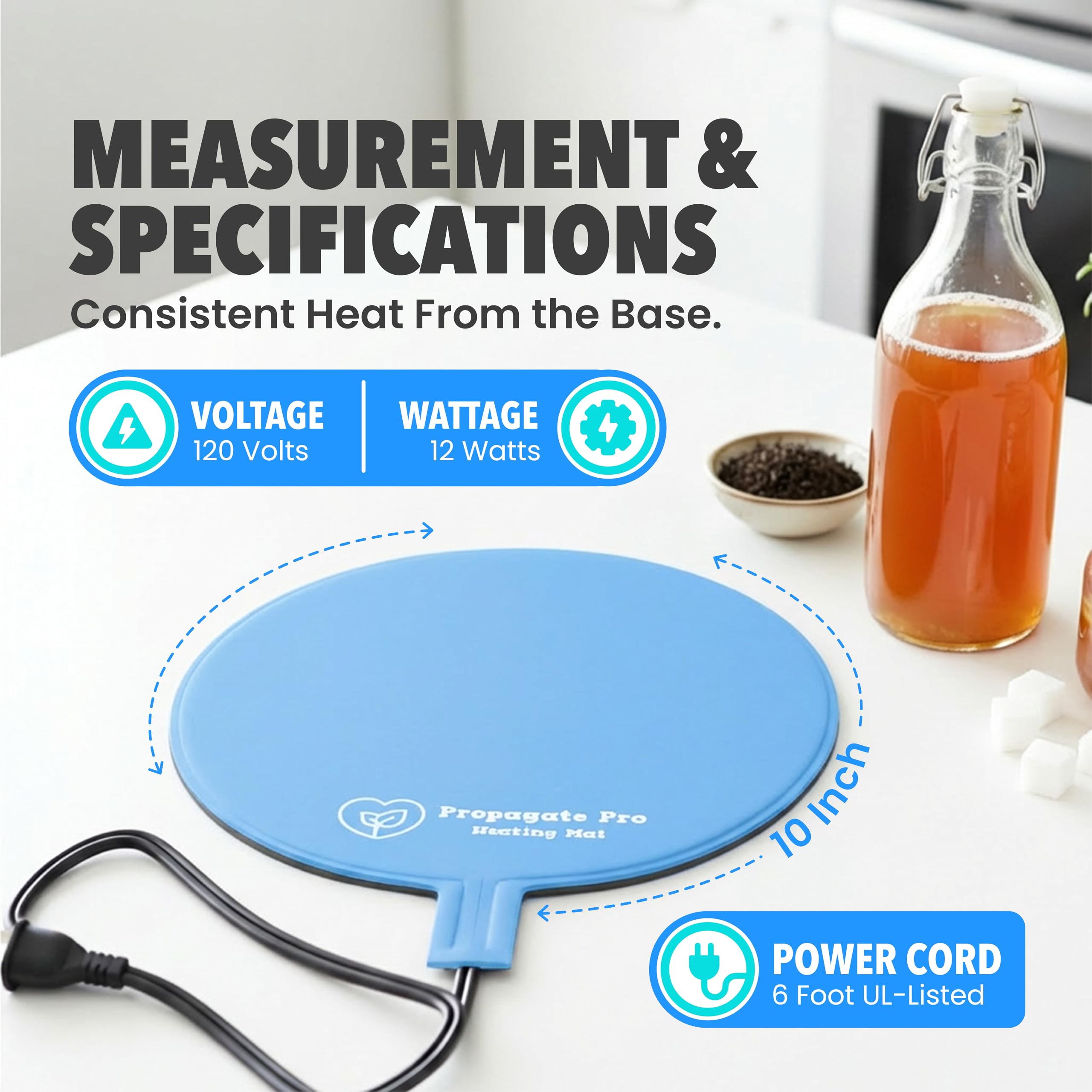 Almohadilla de calor para fermentación de cerveza casera y fermentación de vino, 120 V CA, 25 vatios: segura para fermentadores de plástico/vidrio y cubo, incluye tira de temperatura del calentador