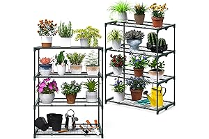Ohuhu Greenhouse Shelves, 4-Tier 2-Pack Extra-Wide Stable Green House Shelving