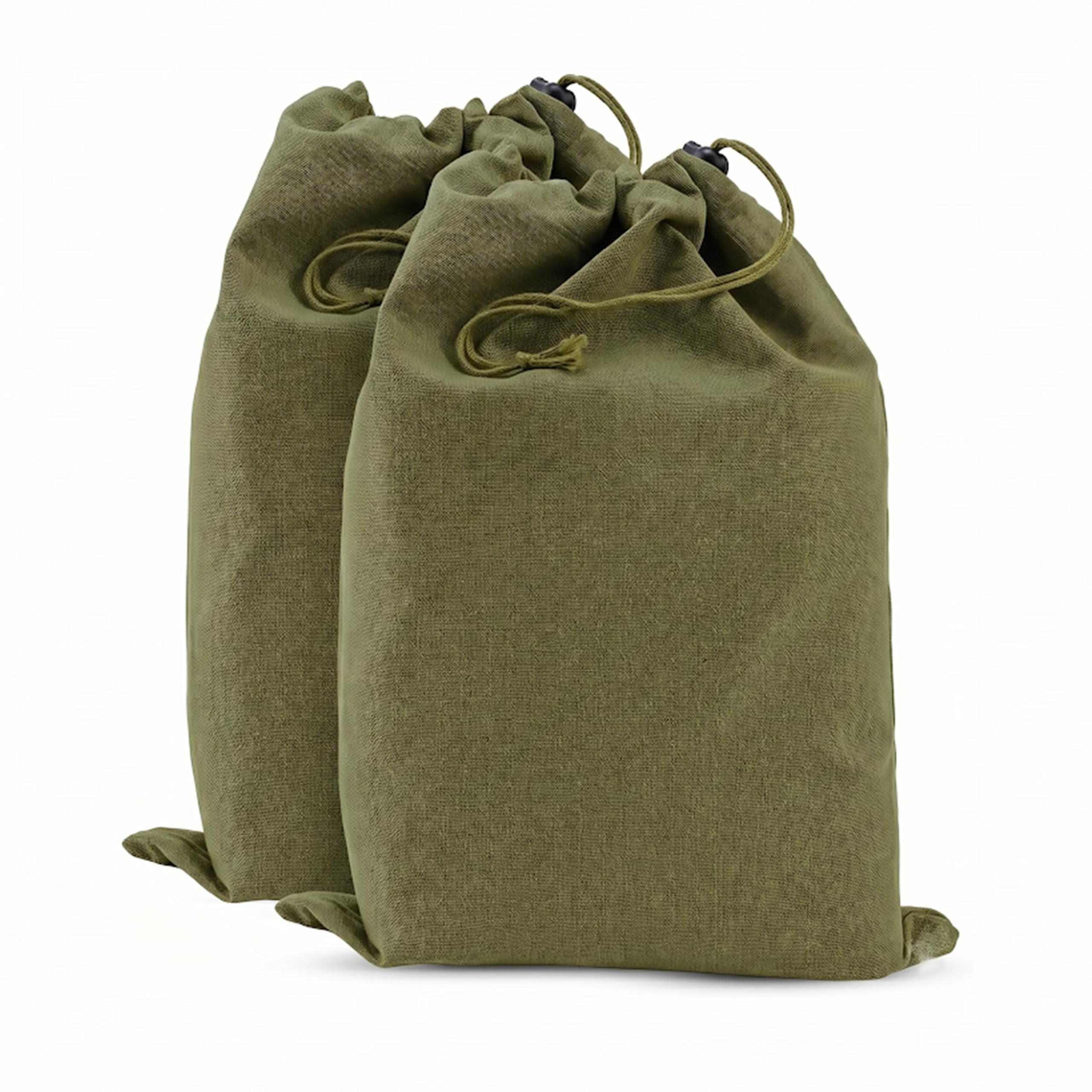 LFH Cotton Rich Shoe Storage Bags with Drawstring, Breathable Dustproof Reusable Shoe Organizer for Travel, Gym, Dorm, Hotel, Easy Carry Machine Washable 12"x17" (Pack of 2), Military Green