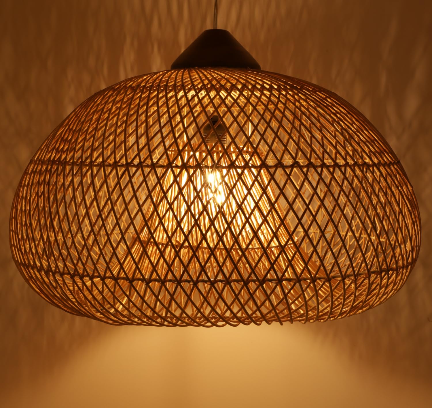 Guru-Shop Lámpara de Techo Grande, Hecha a Mano en Bali con Material Natural, Ratán - Modelo Marilla, 40x60x60 cm, Lámparas Colgantes de Materiales Naturales