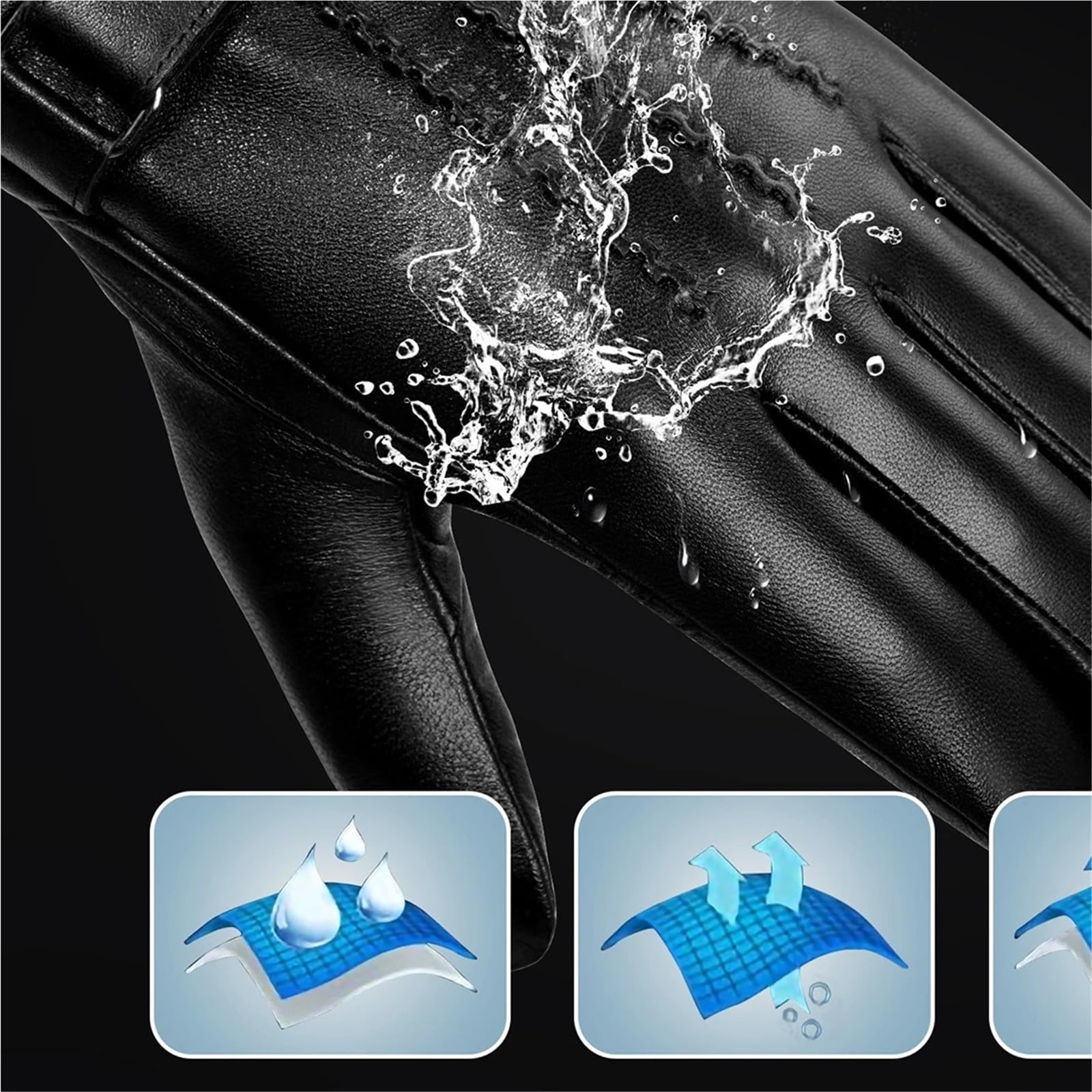 Guantes De Cuero Para Mujer Guantes de cuero for hombre y mujer, cálidos forrados, for correr, ciclismo, esquí conducir, for invierno Para Mujer