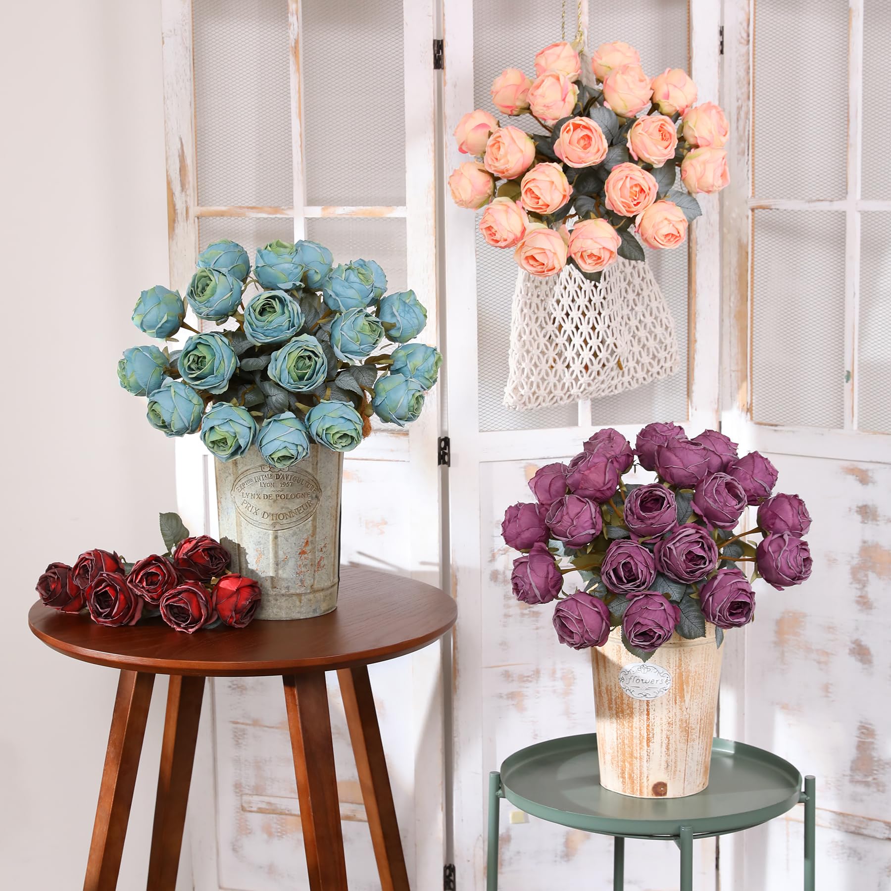 Kisflower 10 Pcs Artificial Rose Blue Flower,20" in Tall Single Rose Long Stem,Silk Blossom Fake Flower Realistic for Table Office Party Wedding Home Decor(Blue,10pcs) - Image 4