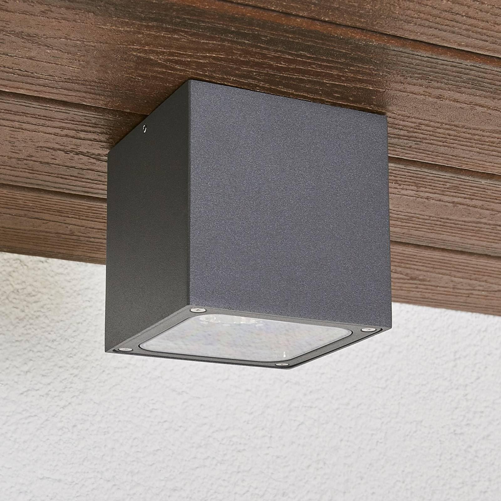 Lucande LED Lámparas de techo Tanea (Moderno) en Gris hecho Aluminio (1 llama, lámpara exterior para el jardín, la terraza balcón y vivienda