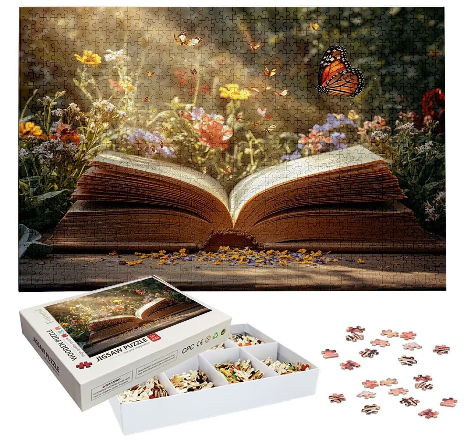 Motyl Puzzle 1500 elementów, puzzle 1500 elementów dla dorosłych i dzieci, drewniane puzzle z wykwintnym pudełkiem do pakowania, gra edukacyjna z puzzlami, dekoracja domu, prezent dla kobiet, prezent
