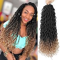Vista 54 de Rastas de diosa de pelo de ganchillo de 18 pulgadas, 6 paquetes, pelo de ganchillo postizo previamente enrollado, pelo de ganchillo suave