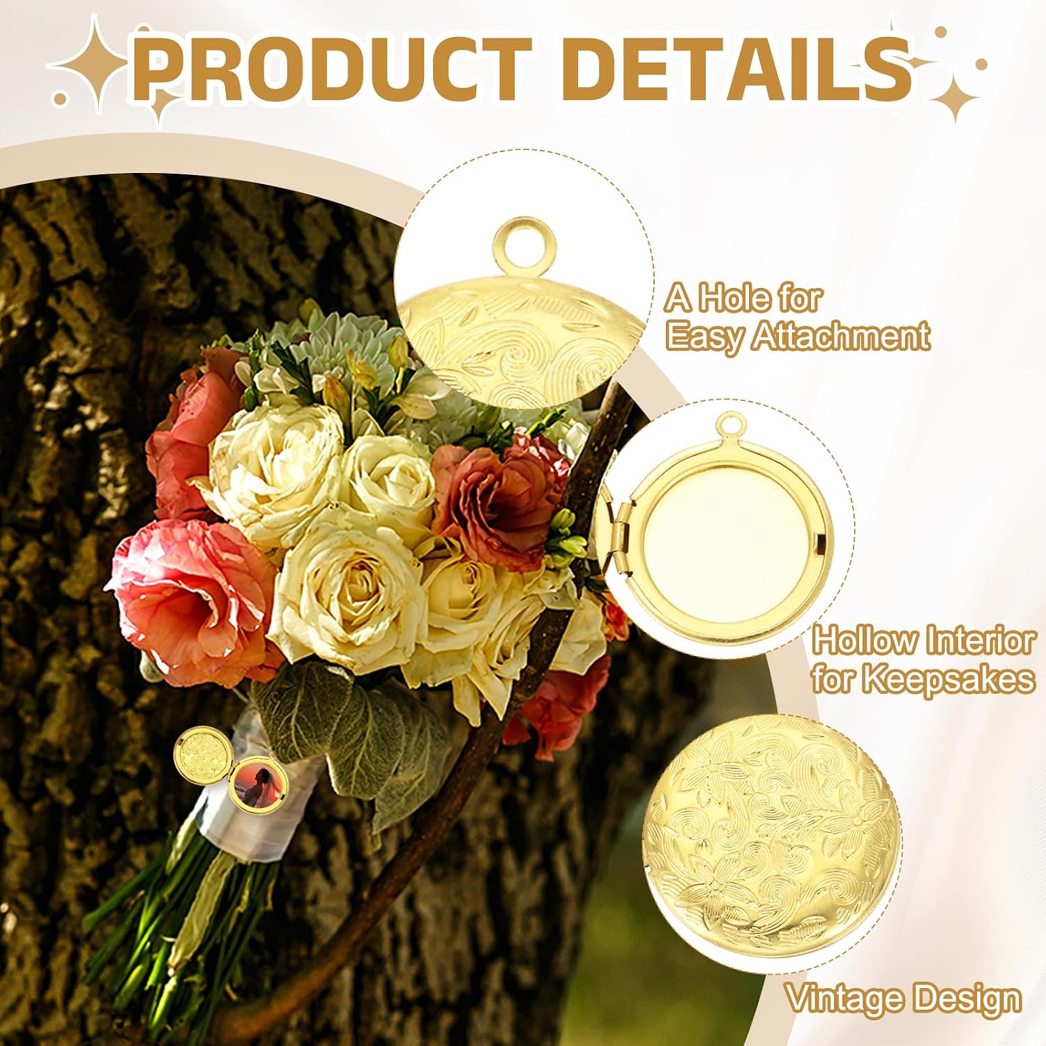 MECCANIXITY Custom Photo Locket Charm, Copper Retro Picture Locket Pendants for DIY Memorial KeyChains Necklace Bracelet Jewelry Making