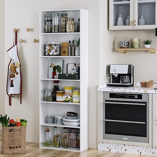 Miniatura 5 de FOTOSOK Estantería abierta de 6 niveles y estantería, estantes de almacenamiento independientes para dormitorio, sala de estar y oficina, color