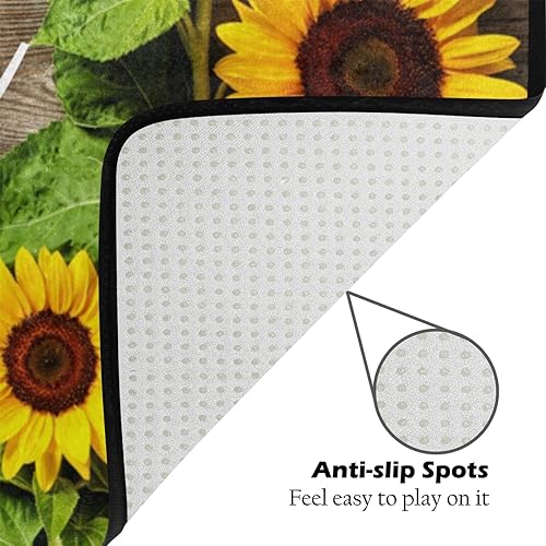 Miniatura 4 de Tapete de bienvenida para interiores de 24 x 36 pulgadas, diseño de girasol, tapete de bienvenida para interiores, tapete antideslizante y