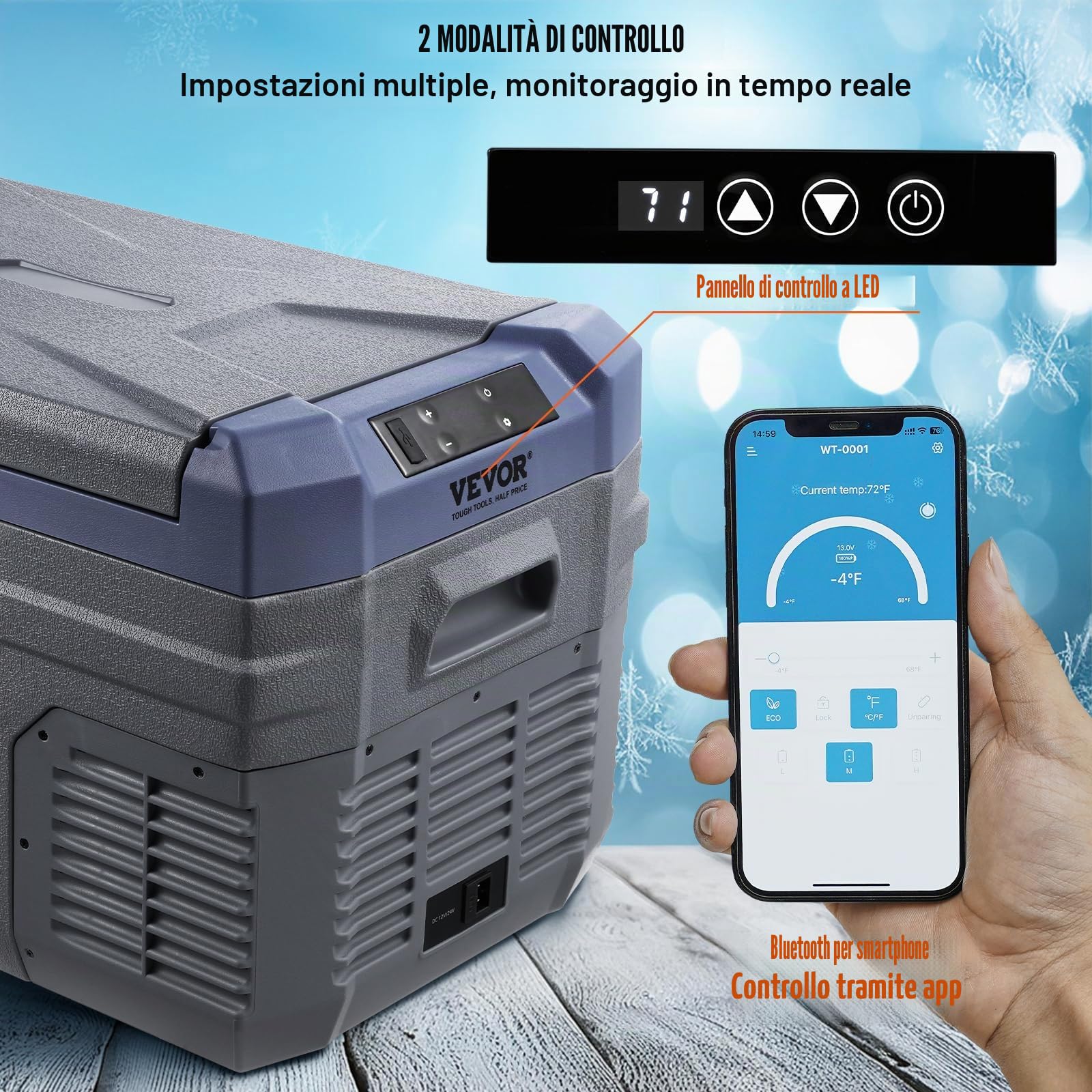 VEVOR Frigorifero per Auto 12V 30L Congelatore Portatile Compressore -20~20℃