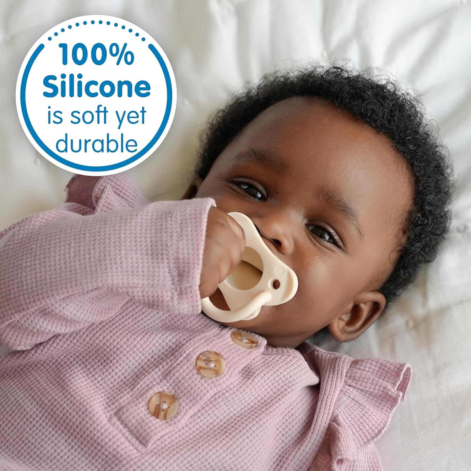 Dr. Brown's HappyPaci 100% Silicone Baby Pacifier, Light-Pink/Pink/White/Gray/Green/Ecru, 0-6m, BPA-Free, 8-Pack