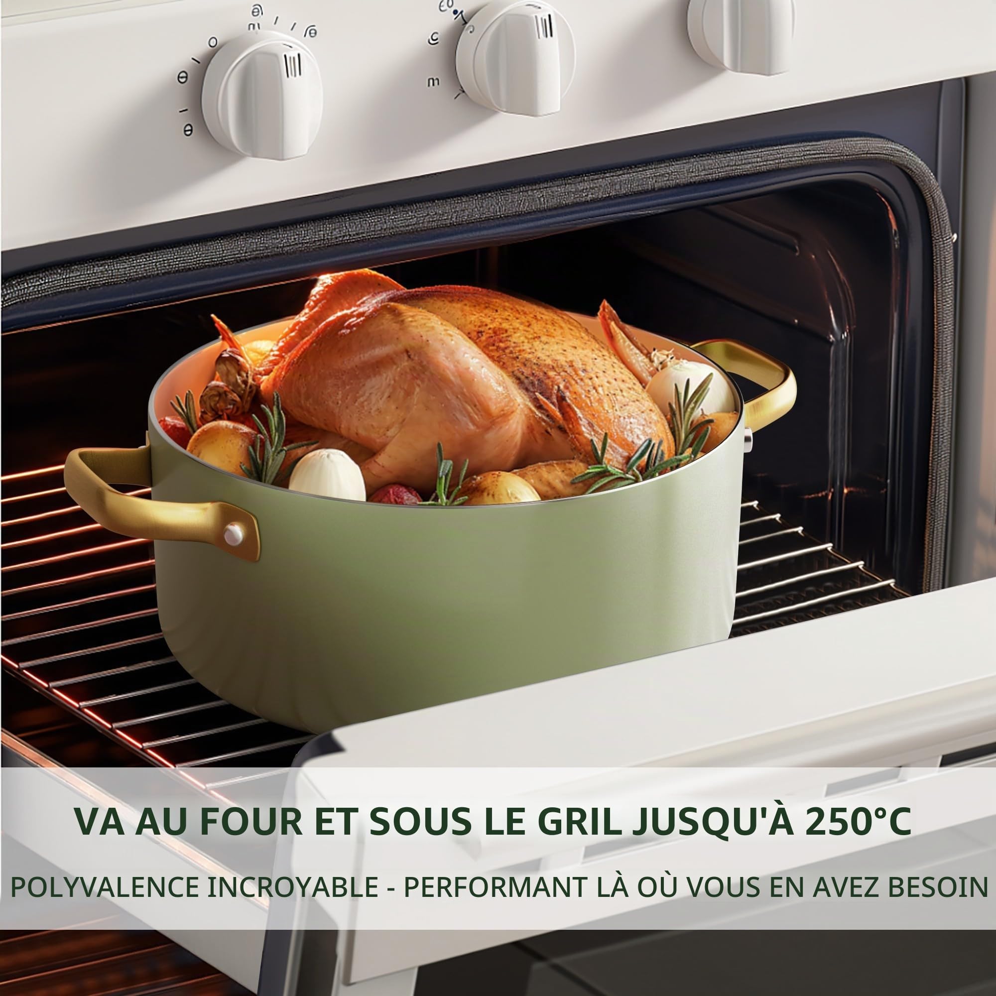 RIOVARM Induction Set de casseroles et poêles avec couvercles, Céramique antiadhésif Batterie de cuisine, Set d'essentiels de cuisine Poêle à frire Sauteuse Poêle à sauce Spatules
