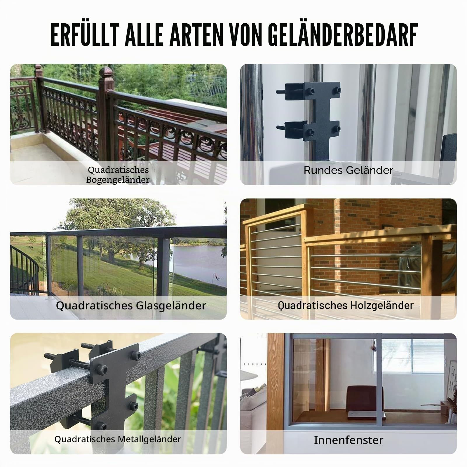 Pflanzkastenhalterung, Blumenkastenhalter für runde und quadratische Geländer-Halterungen, verstellbarer Deck-Geländer-Pflanzkastenhalter für Terrasse, Garten, Zaun, Pergola, Balkon (4 Stück)