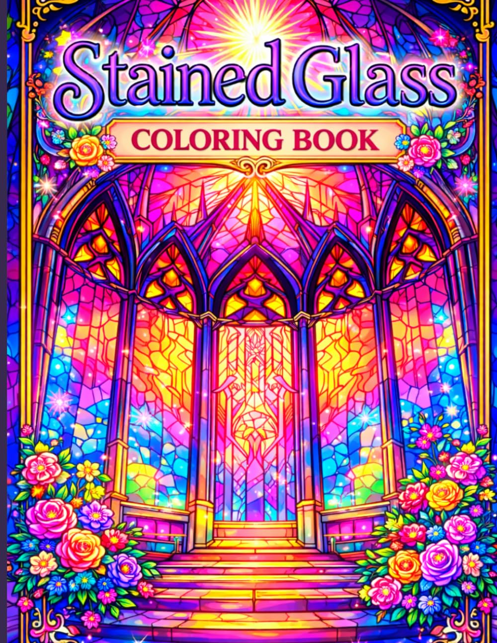 Stained Glass Coloring Book: An Adult Coloring Book for Relaxation and Creativity with Beautiful Stained Glass Style Designs ,Nature, Landscapes and Flowers