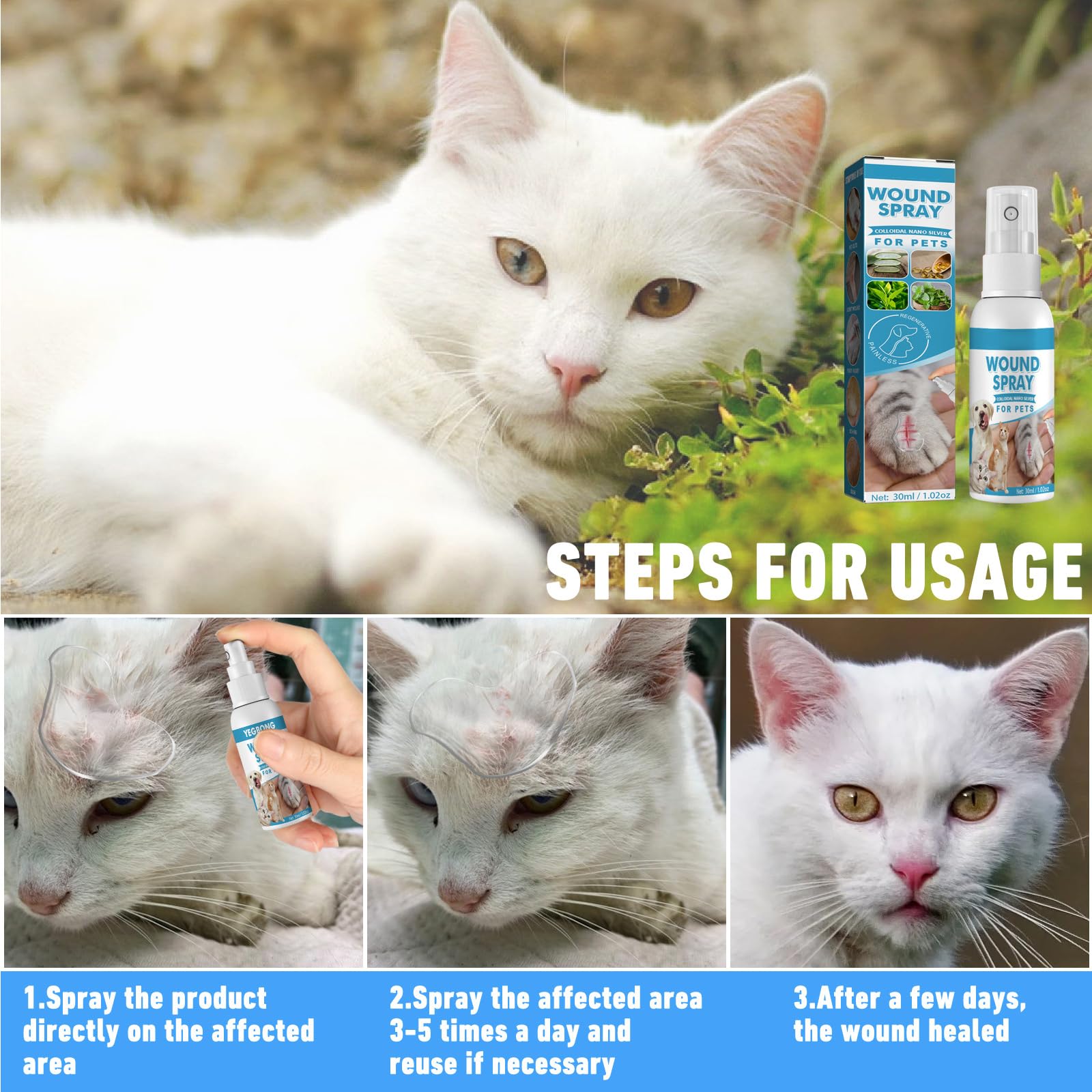 Spray de Guérison pour Animaux,Pansement Liquide pour Plaies Chien,Spray de Cicatrisation pour Animaux de Compagnie,Spray de Guérison des Plaies,Spray deNettoyage pour Animaux de Compagnie