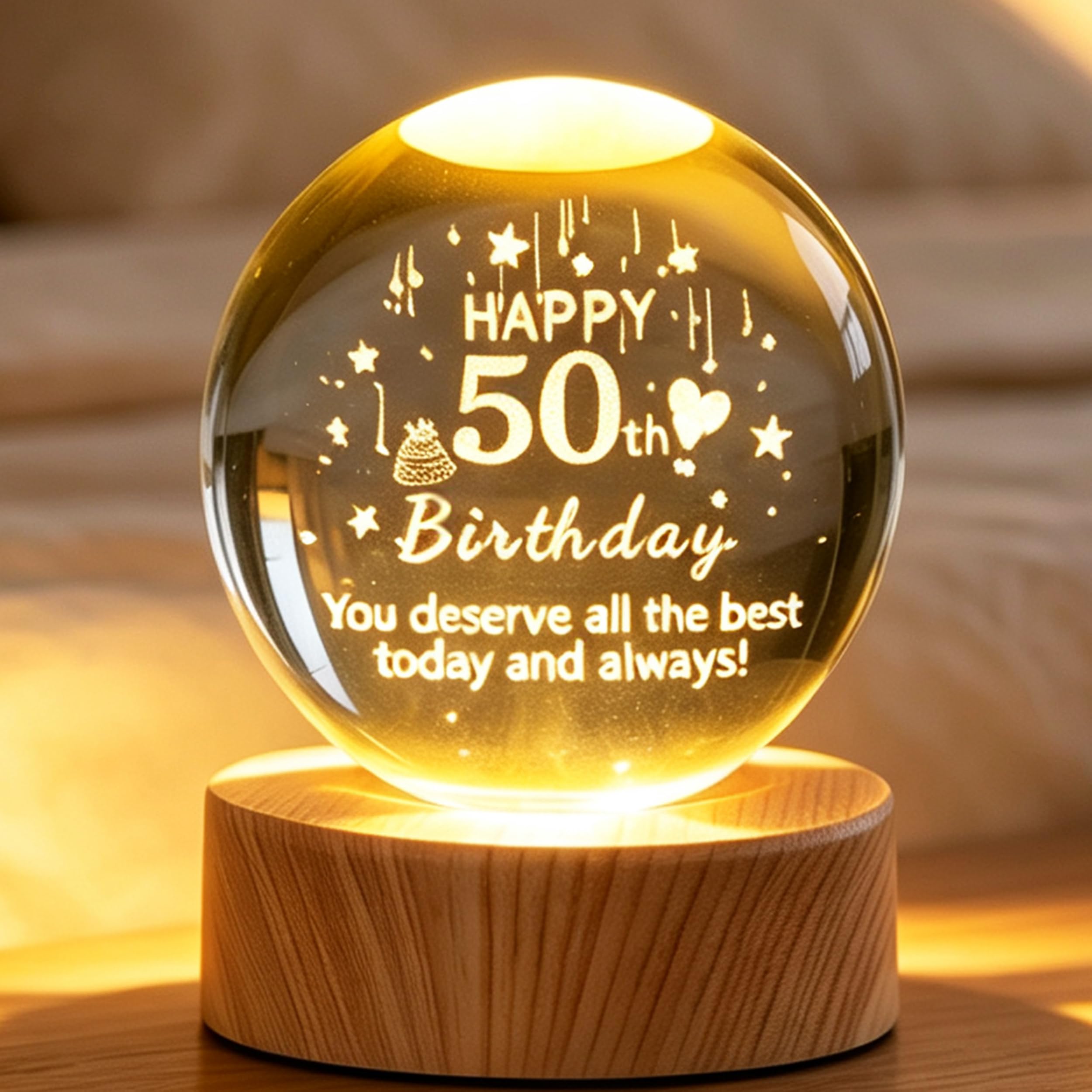 XIANNVXI 50th Birthday 3D Crystal Ball 60mm,50th Birthday Gift for Him Her
