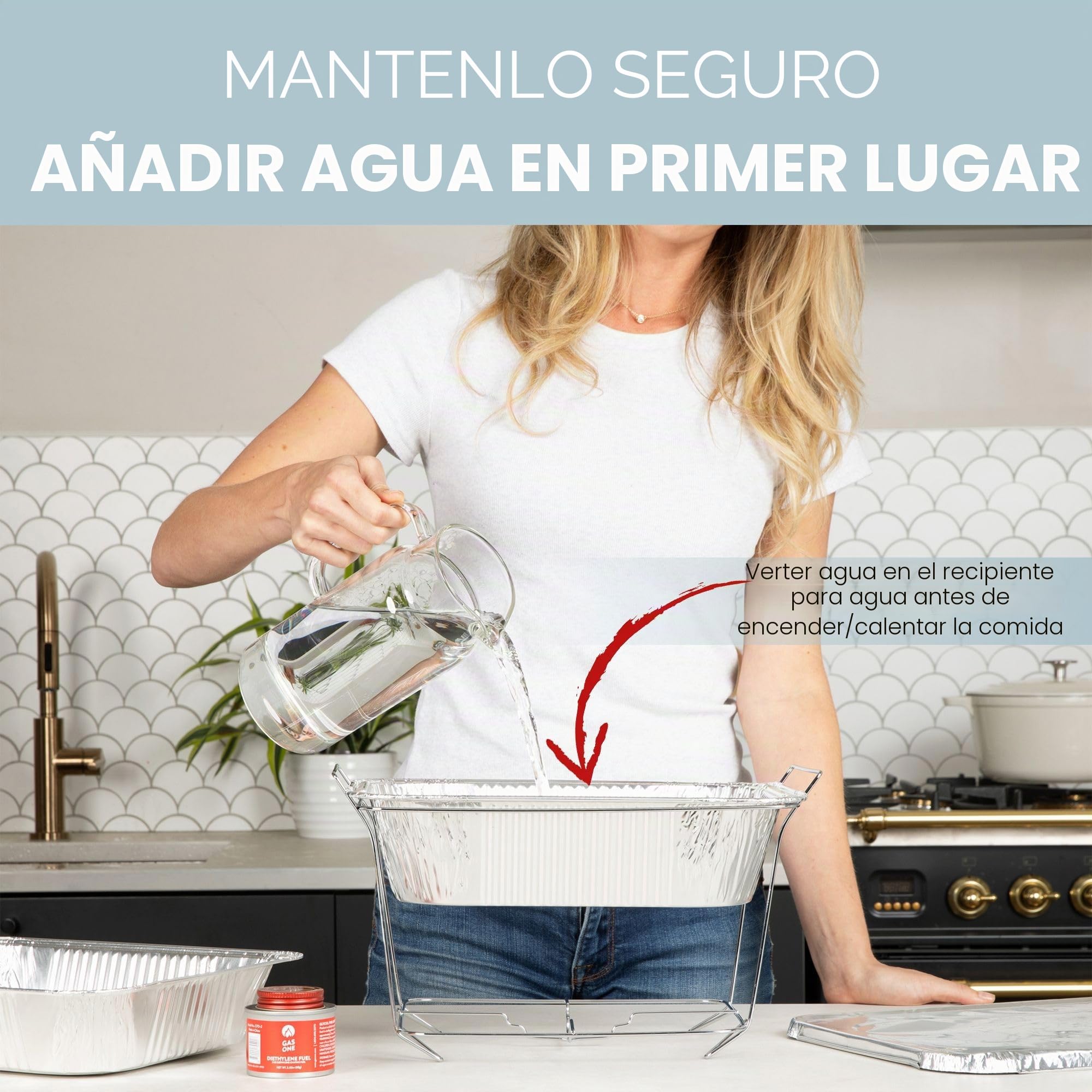 Alpha Living Juego de 6 Platos Desechables para bufé, Calentadores de Alimentos corporales Soldados para Fiestas, Juego Completo de latas de Combustible, sartenes de tamaño Medio, bandejas de