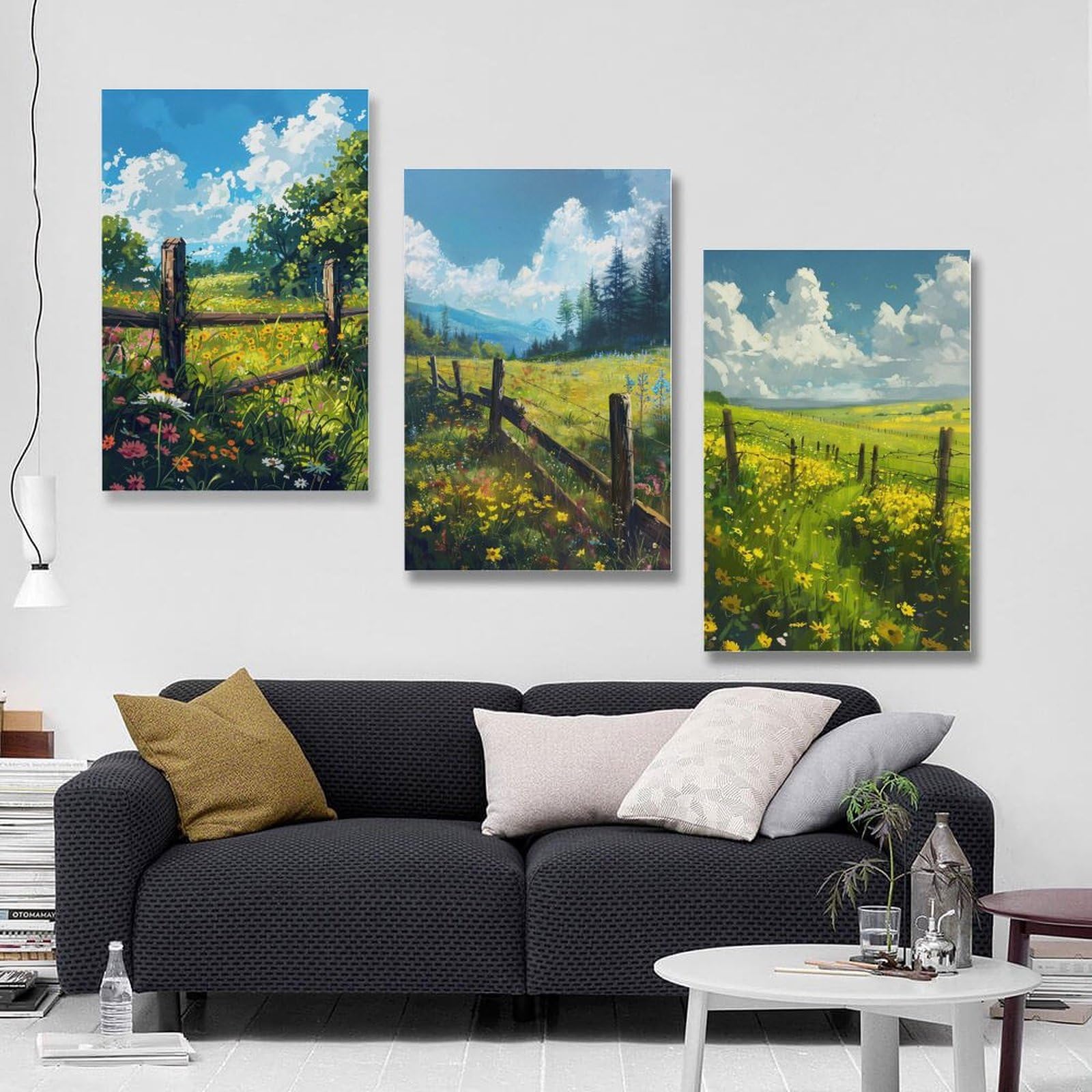 Amazon.co.jp: 3枚 静かな牧歌的な美しい風景 絵画 インテリア