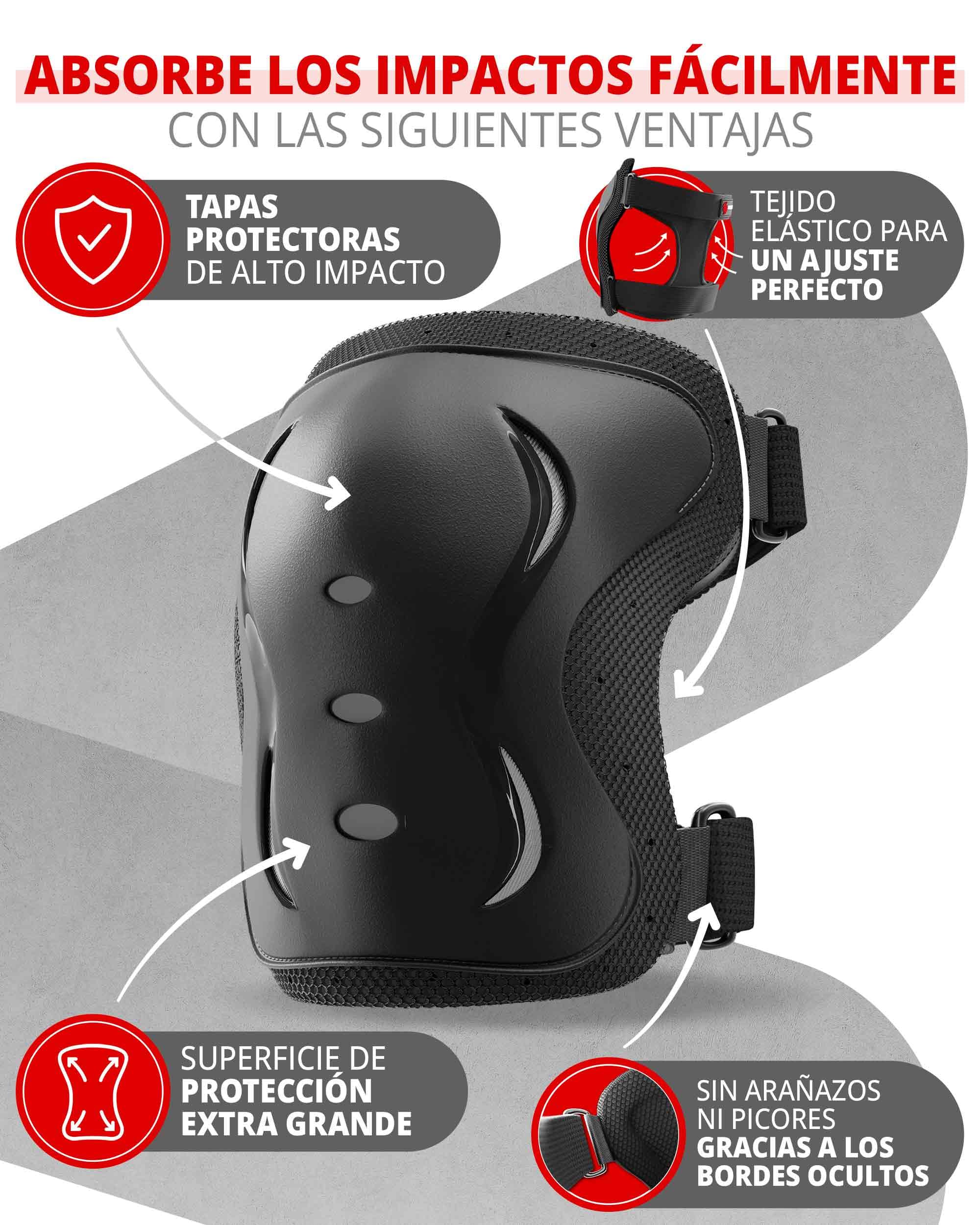 SKATEWIZ Protecciones Patines Set - Para Niño, Niña, Adolescentes y Adultos [6 piezas] con Rodilleras y Coderas Muñequeras - Protecciones Patines Niño — view 6