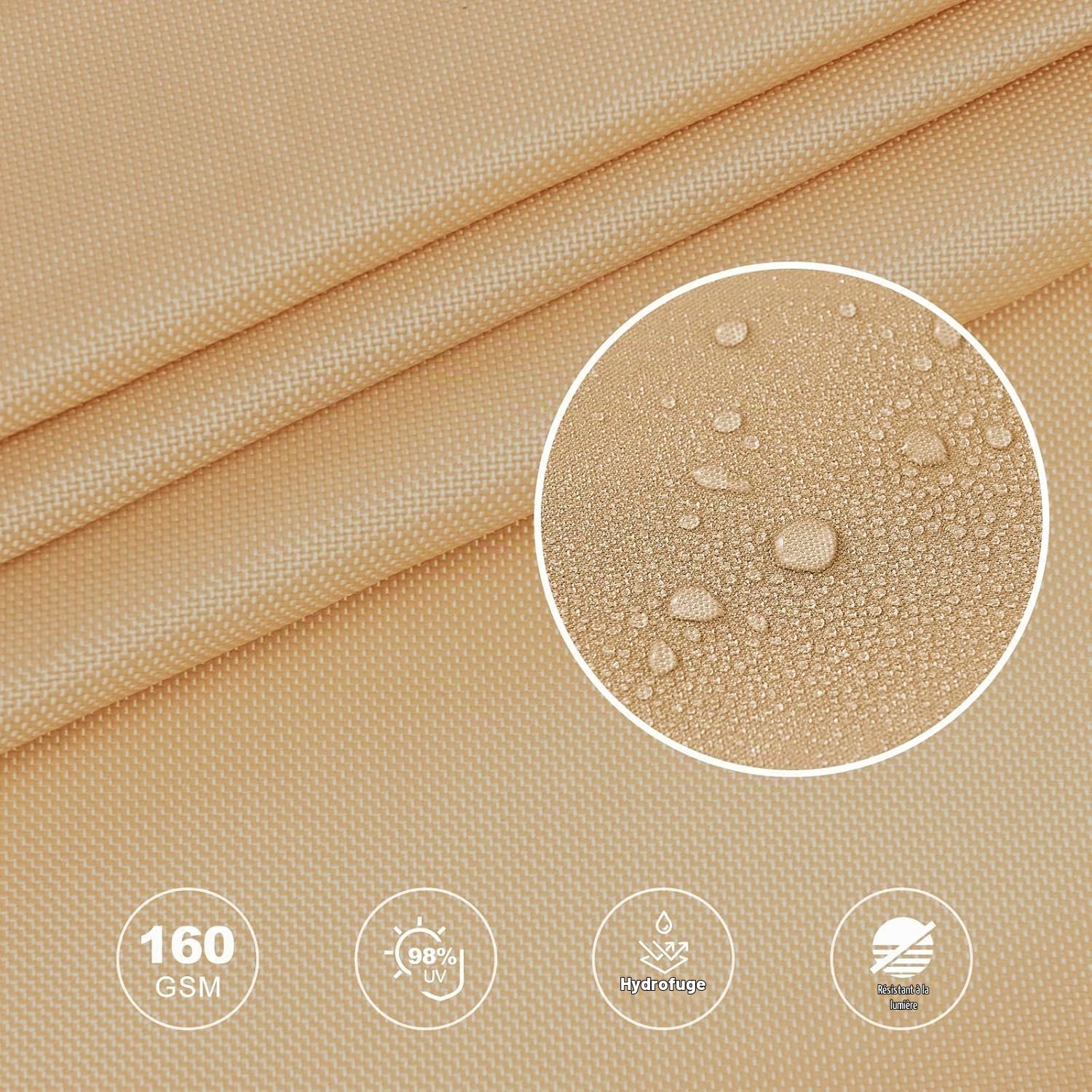 HAIKUS Voile d'ombrage Imperméable Triangulaire 4x4x4m, Toile Ombrage PES Résistant à l'eau, Filet dombrage Triangle 4m Résistant 98% Protection Rayons UV pour Patio Jardin Extérieur, Sable 4x4x4