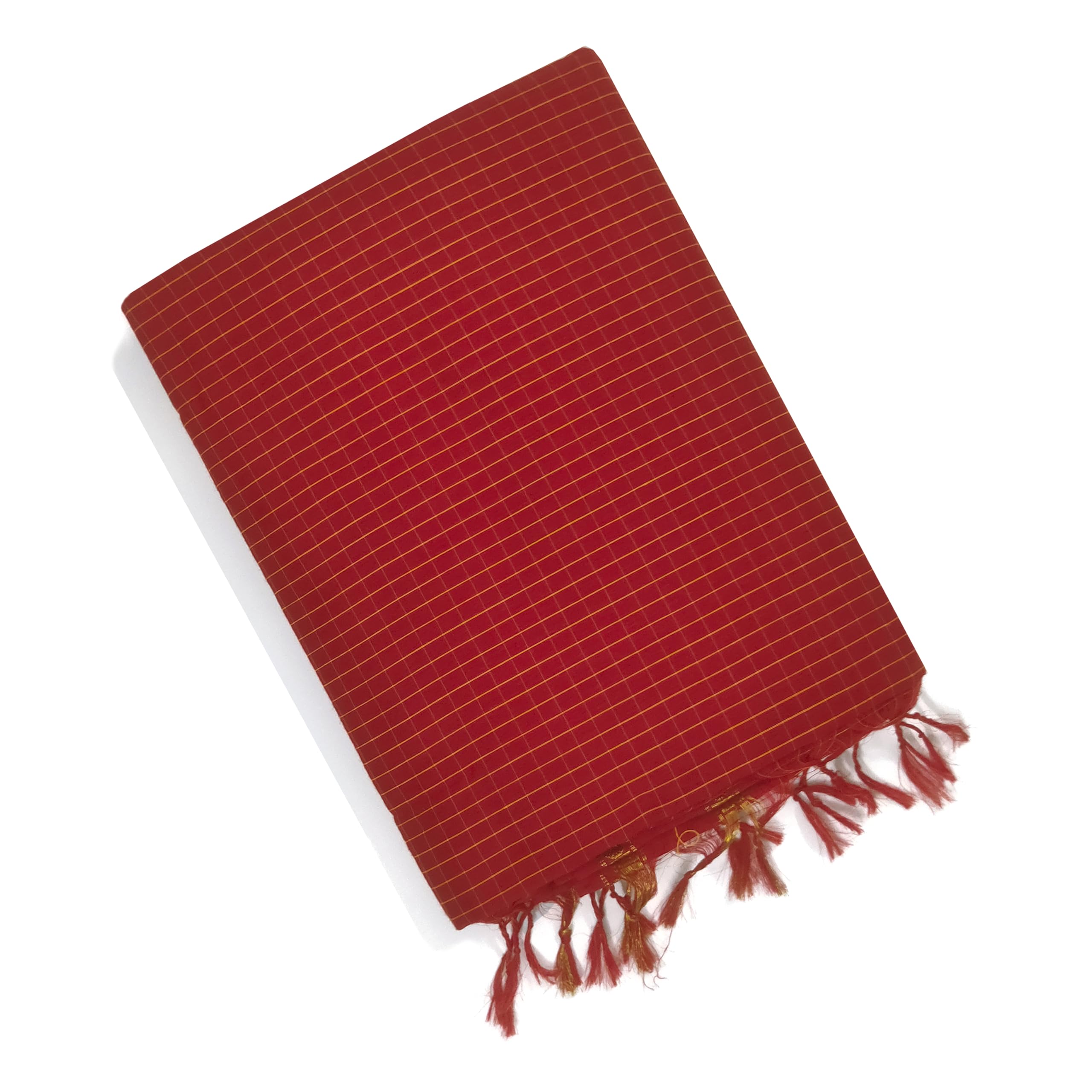 Women's Traditional Arani Checked Cotton saree with Running Blouse | Soft & Smooth Cotton Silk Jari Pallu with Tassels | New Traditional South Indian Sarees for Women-image-16