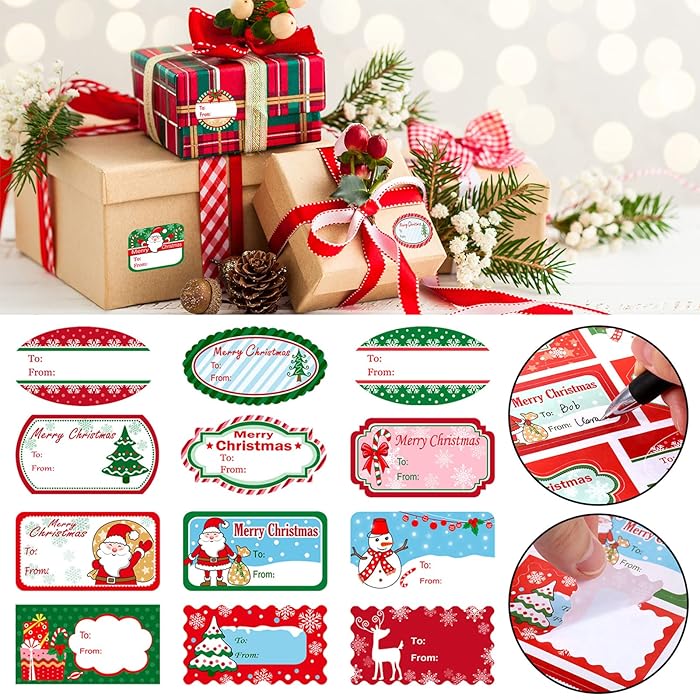 Buy Christmas Self Adhesive Labels Gift Name Tag Christmas ...