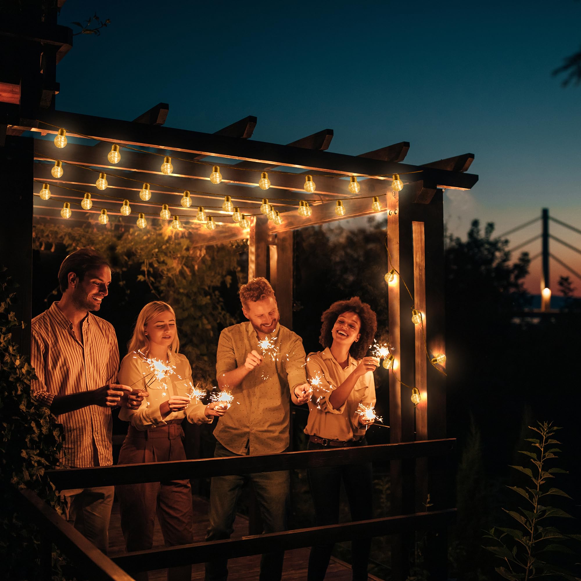 StarryEver LED Lichterkette Außen, Vintage 12M Warmweiß Lichterkette Strombetrieben Aussen, Bruchsicher G45 40 LED Outdoor Lichterkette mit Stecker,Lichterketten Glühbirnen Beleuchtung für Zelt Café