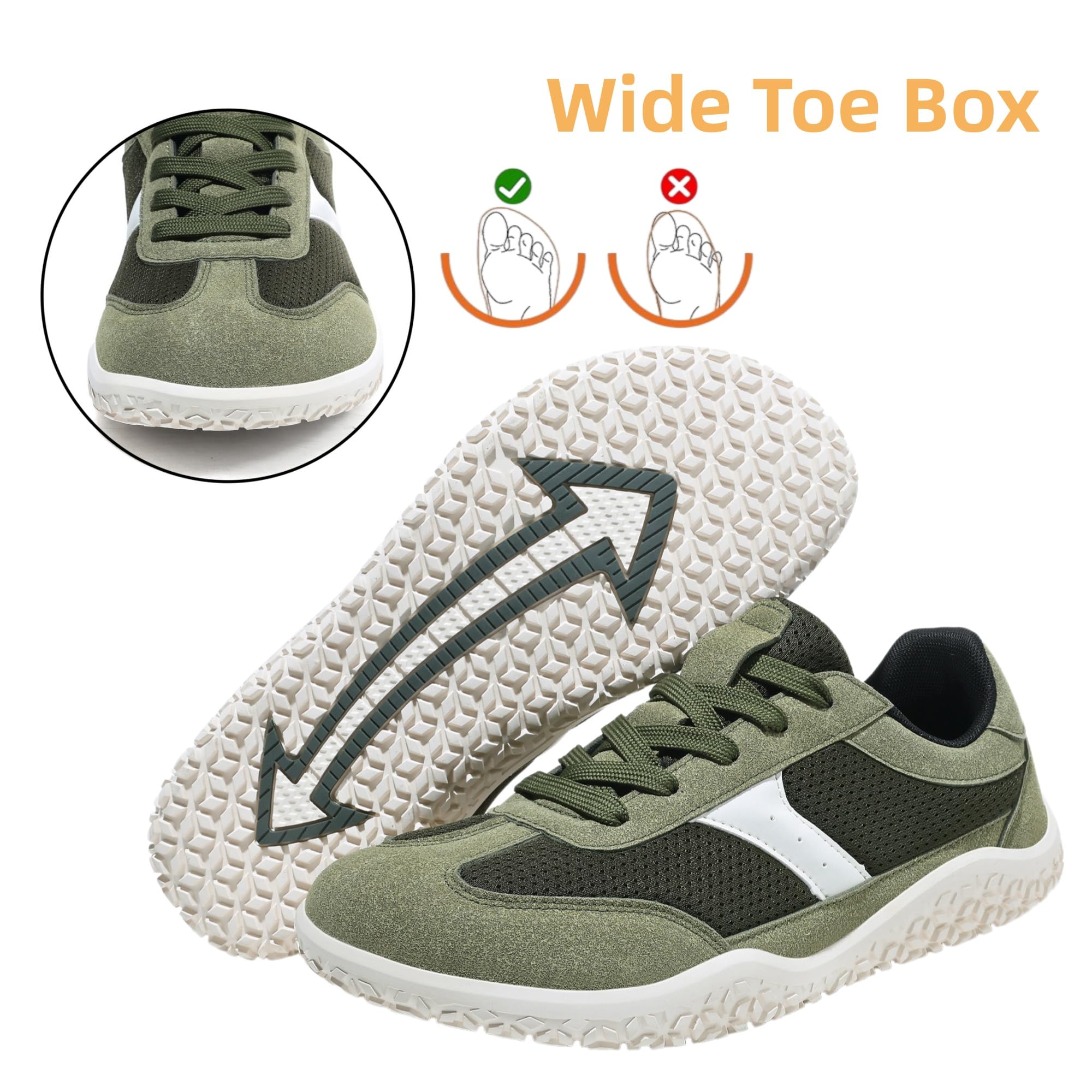 Meik Mangni Unisex Barefoot Zapatillas Minimalistas Hombre Mujer Ligera Zapatos Barefoot Anchos Transpirable y Antideslizante Zapatillas de Trail Running,Tallas:36-46 EU
