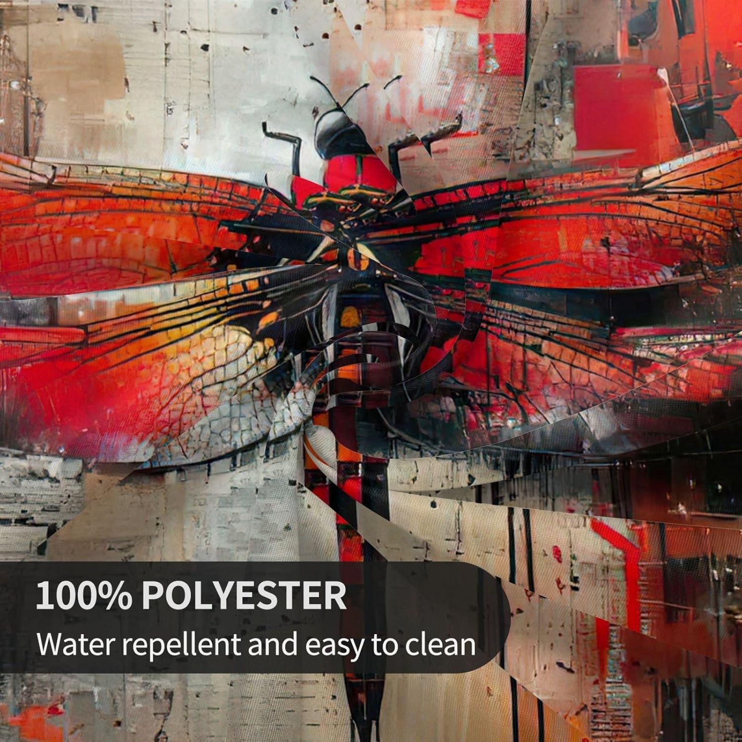 Abstract Red Dragonfly Print Wrinkle Free Dining Table Cover for Birthday Party Farmhouse Tablecloths Up to 60 x 60 Inches