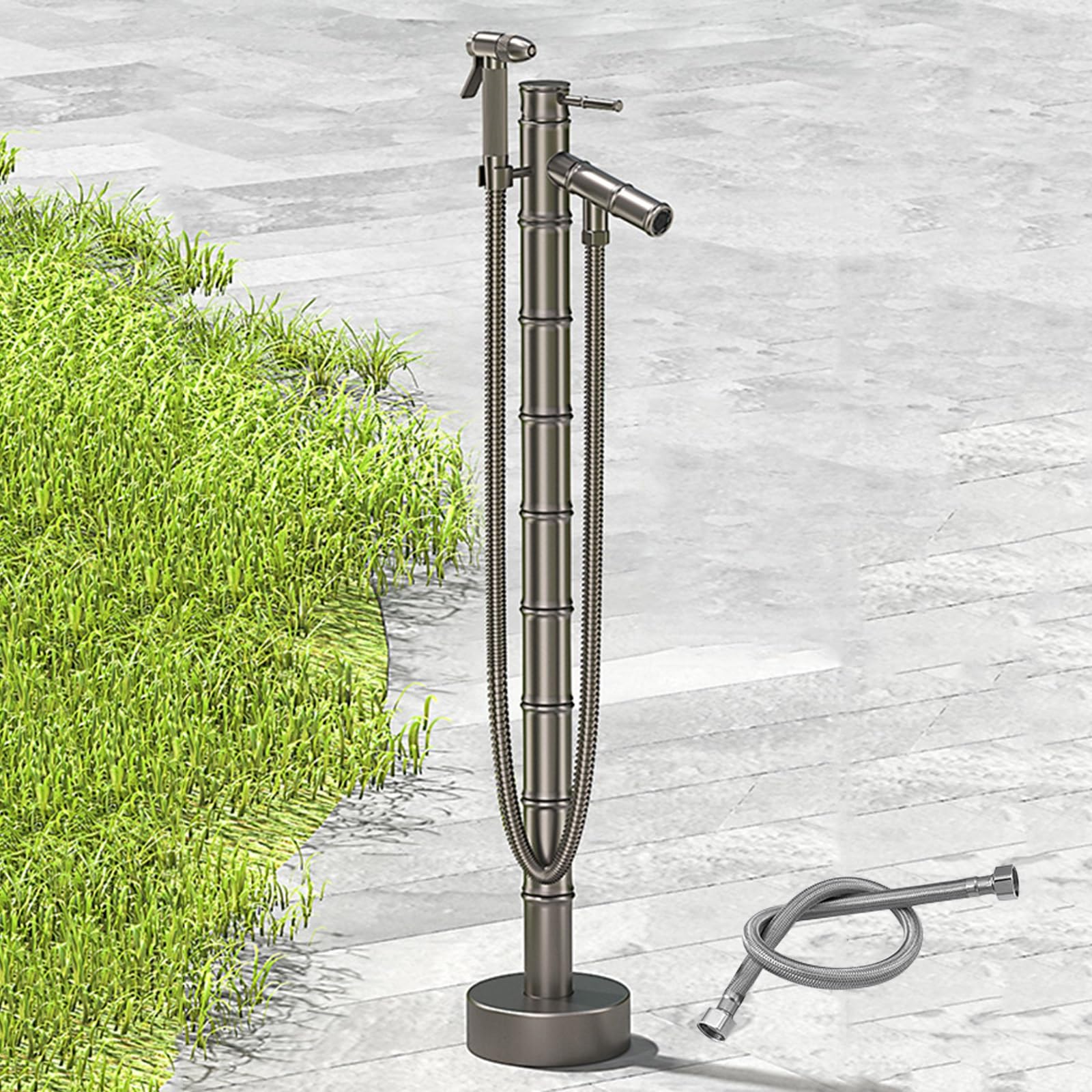 WOTZOV Faucet Water Column,All Copper Bamboo Garden Water Column With Spray Gun - 33In Multifunctional Outdoor Vertical Water Feature For Landscaping And Irrigation，84cm/33in