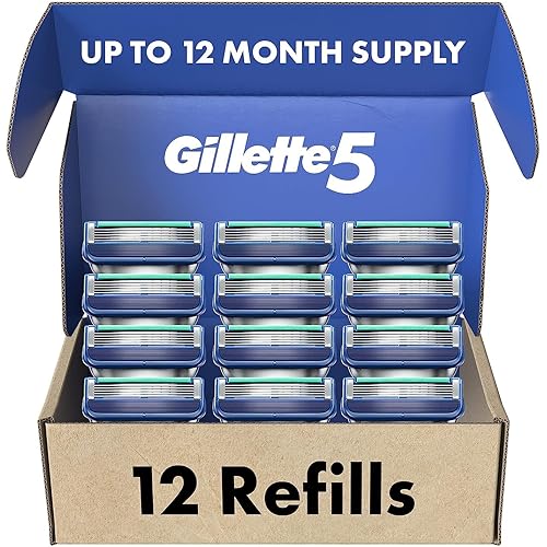 Gillette5 Mens Razor Blade Refills, 12 Count, Lubrastrip for a More Comfortable Shave