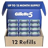 Gillette5 Mens Razor Blade Refills, 12 Count, Lubrastrip for a More Comfortable Shave
