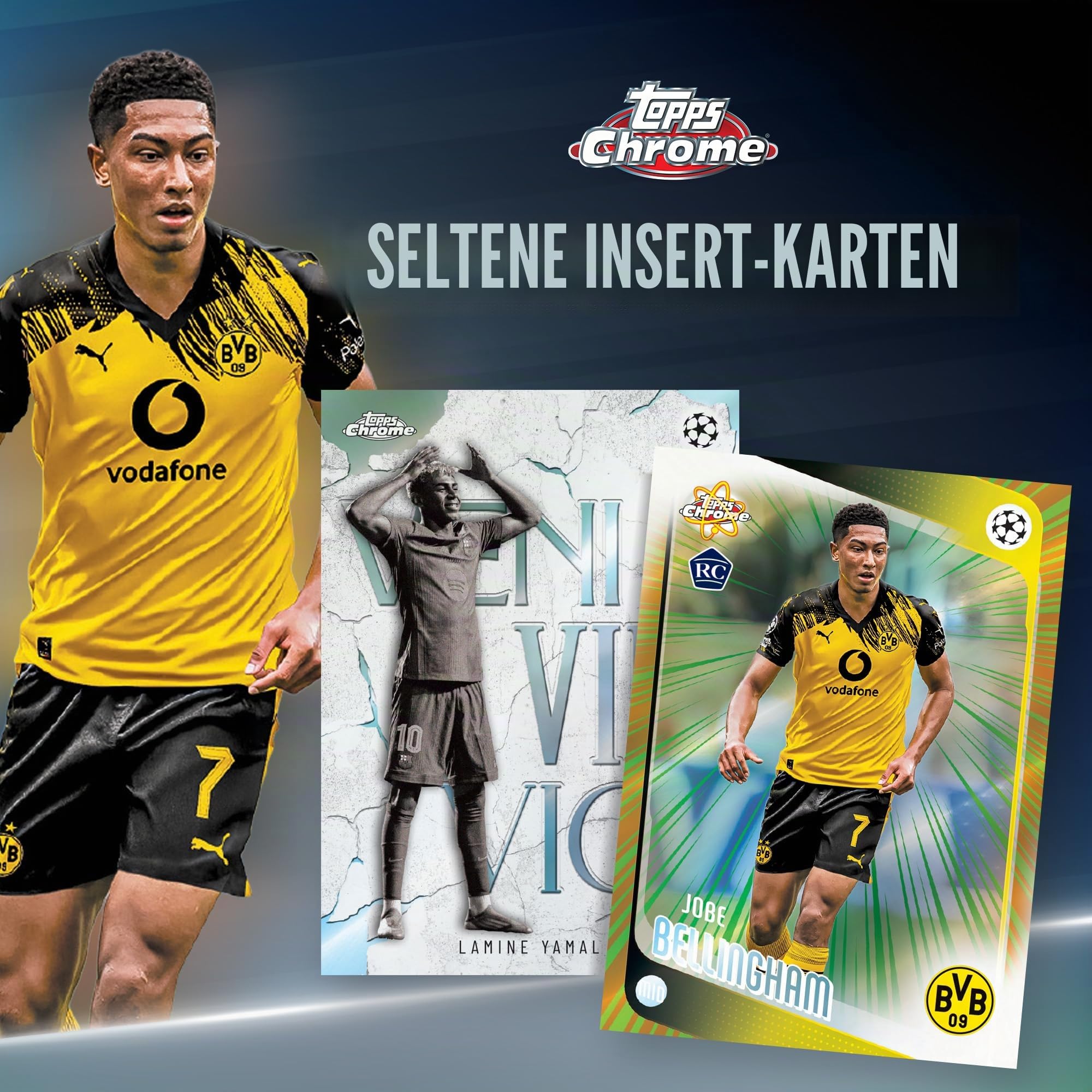 2025-26 Topps Chrome UEFA Club-Wettbewerbe Fußball – Fabrikversiegelt – Mega-Box