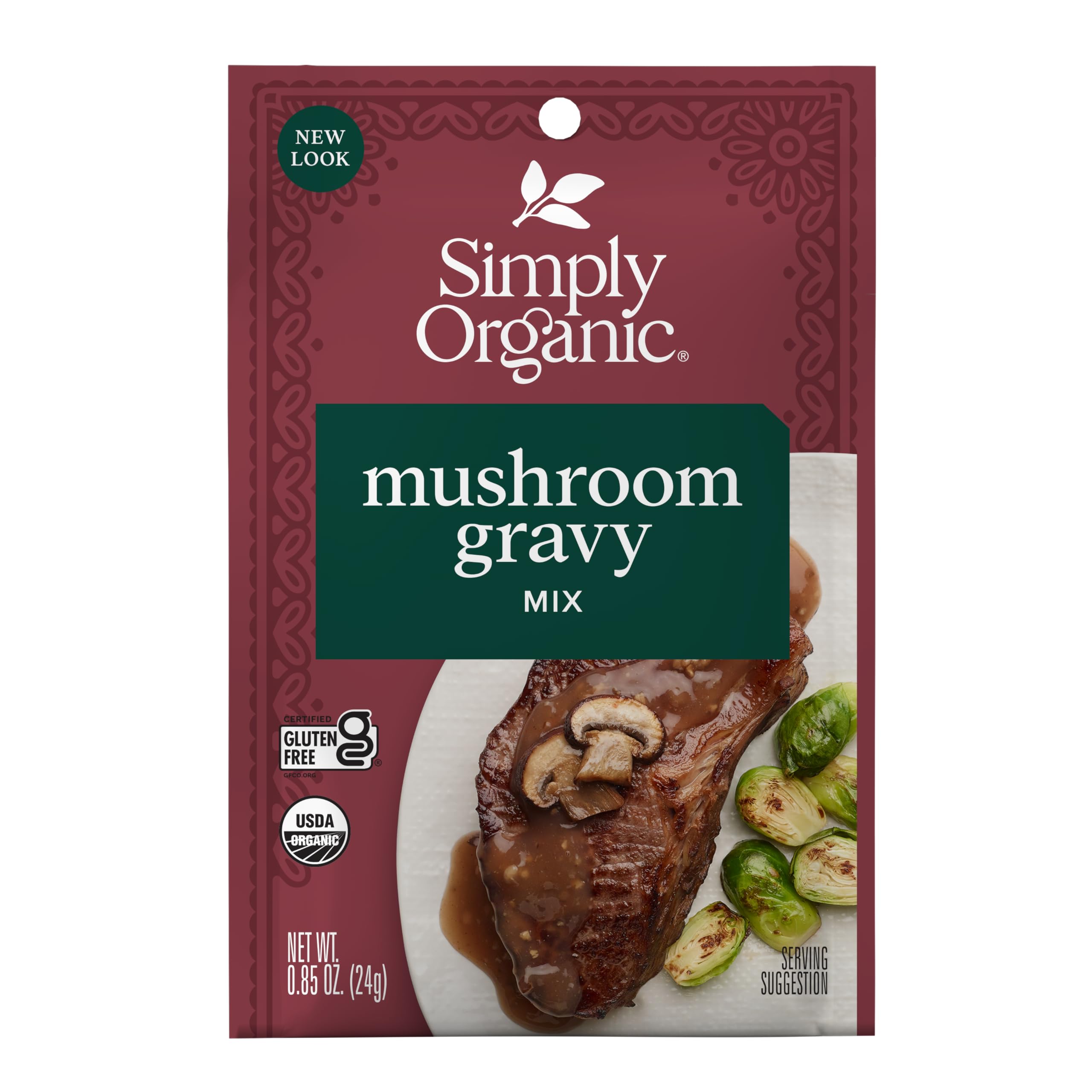 Simply Organic Mushroom Sauce Mix, 0.85 Ounce Packet, Make Classic Creamy Vegetarian Mushroom Gravy Sauce, Kosher
