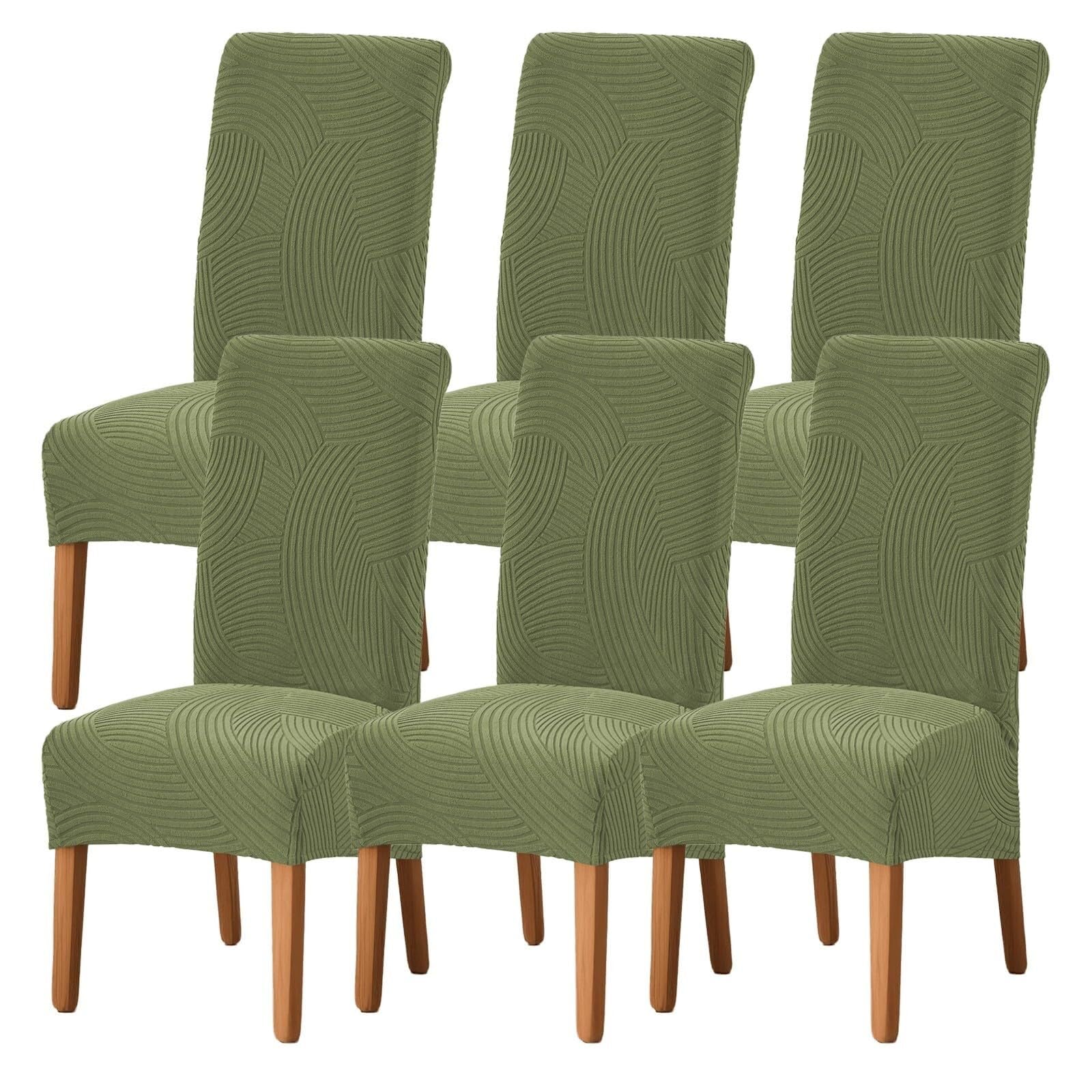NMVAWIPT High Back Stretch Jacquard Dining Chair Covers, Removable Washable Protectors For Home Restaurant Kitchen Party Hotel(#1,6 Set)