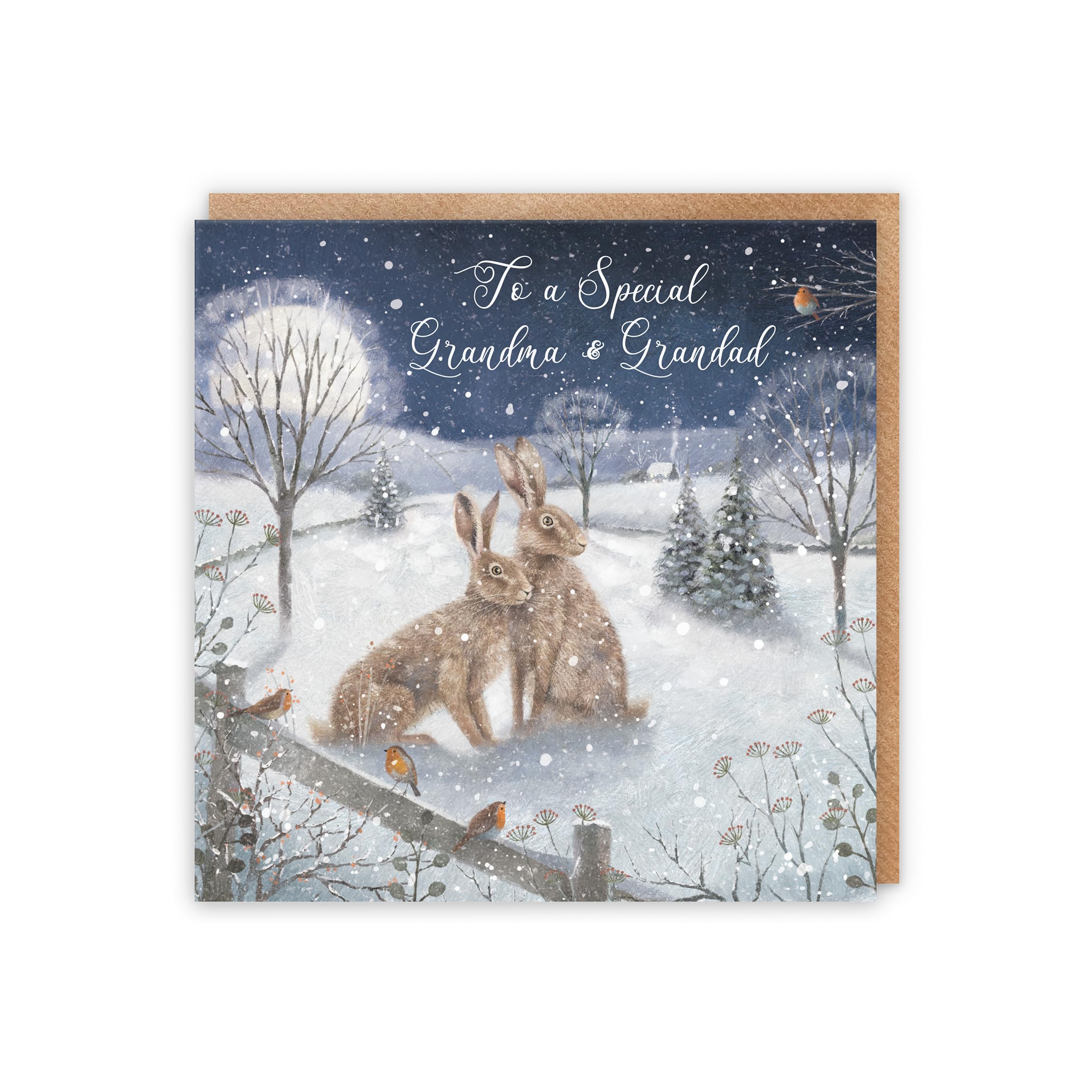 Hunts England, Grandma And Grandad Christmas Card, 'Snowy Hares', To A Special Grandma & Grandad, Milo's Gallery Collection - Image 3