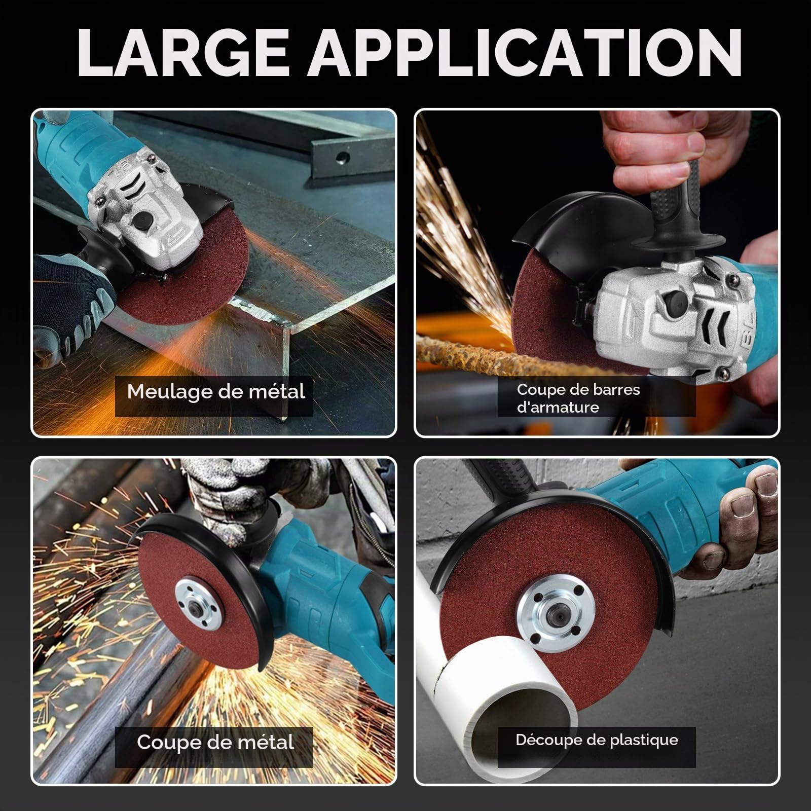 ONEVAN Meuleuse d'angle sans fil 125mm 2 batteries 3.0Ah, rotative 180°