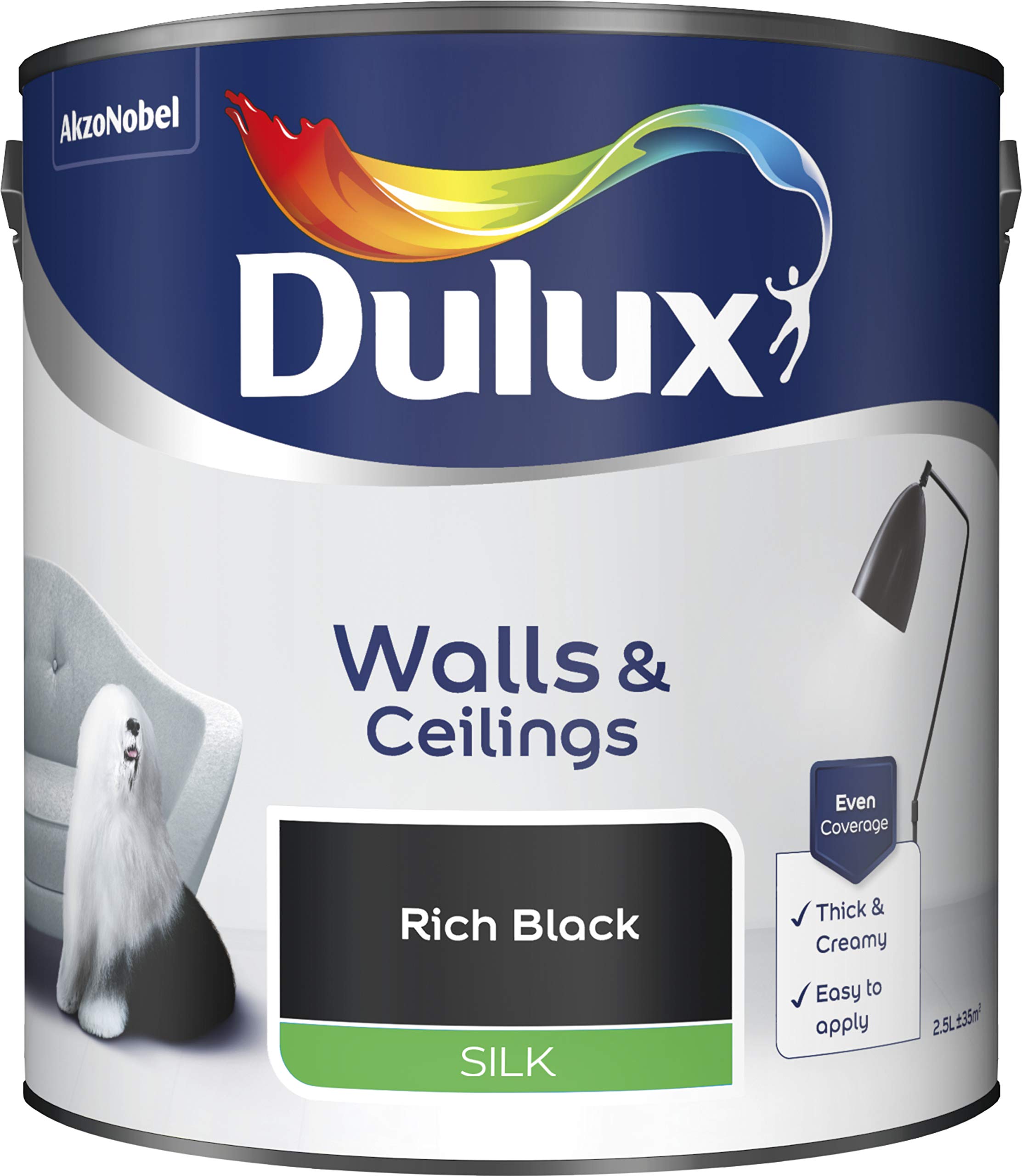 Dulux Paints Rich Black (Silk) 2.5 Litre Ready Mixed Silk Rich Black