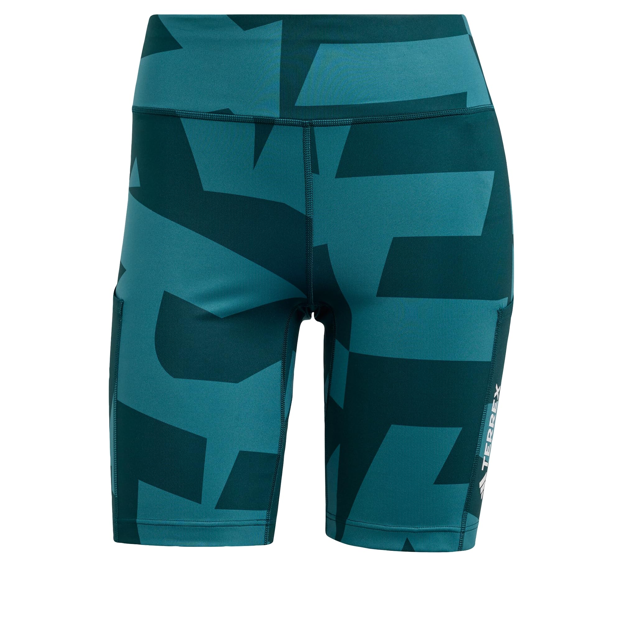 adidas Women's Terrex Multi 8inch Printed Tight Shorts, Mystery Green/Aurora Ivy, L