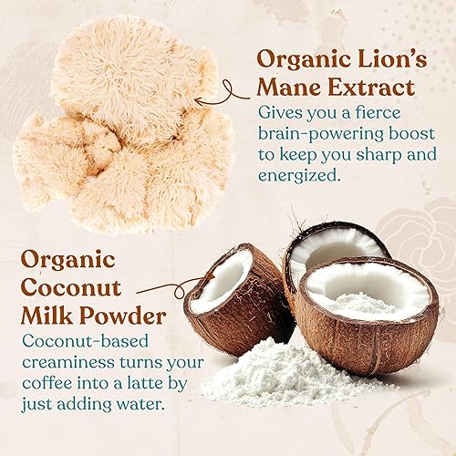 Miniatura 6 de Four Sigmatic Vanilla Focus - Café con leche de hongos a base de plantas con leche instantáneo orgánico con hongo de melena de león para