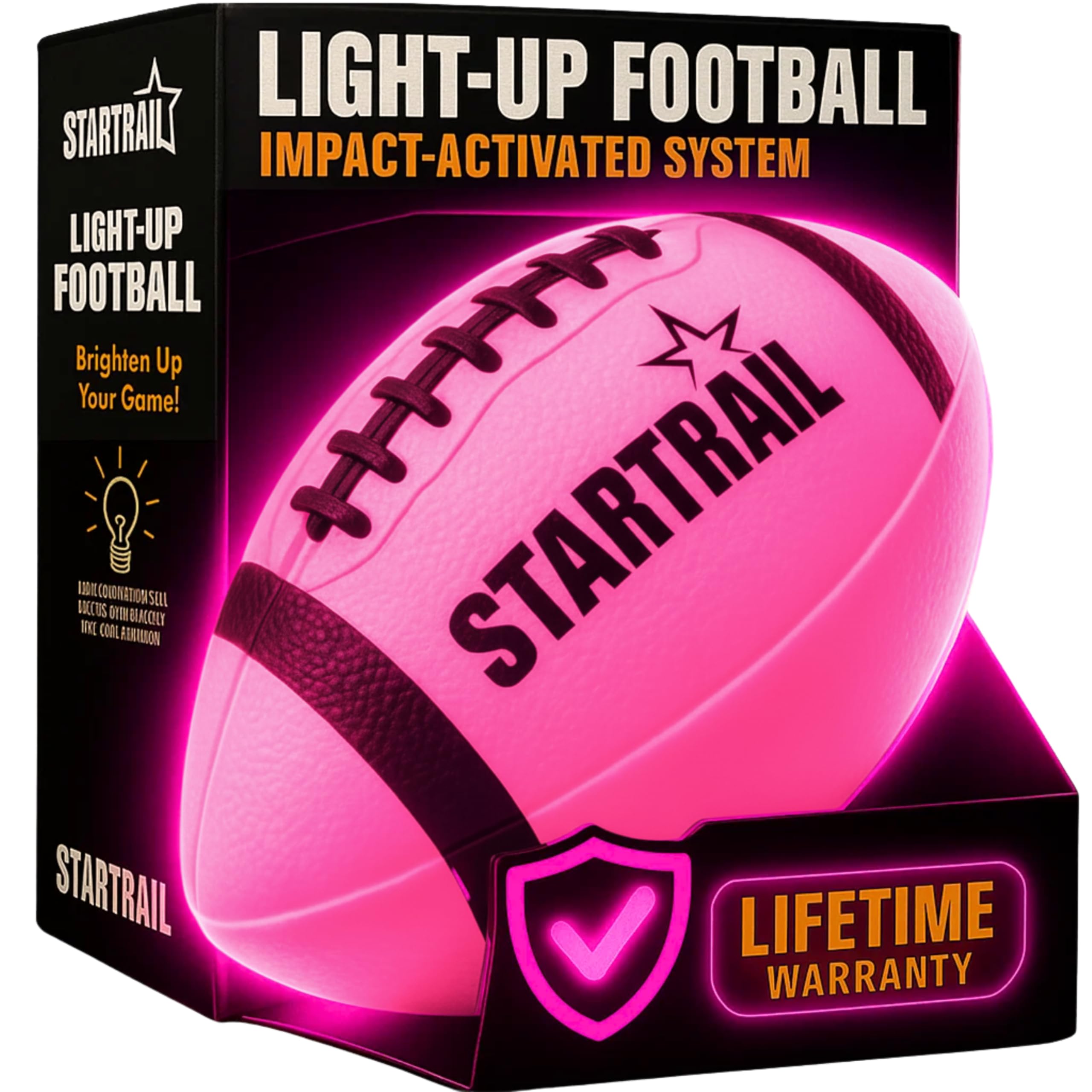 TOMLEON Glow in The Dark Football | Ultra-Bright Double LED Light-Up Football Size 6 with 3 Extra Batteries and Pump for Kids & Teens Ages 6+ |