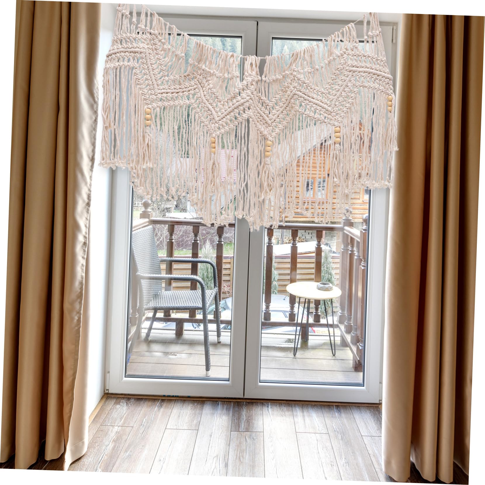 TOPBATHY Boho Makramee Wandbehang aus Baumwolle Handgefertigt mit Quasten für Haustür und Veranda Natürliche Wanddeko