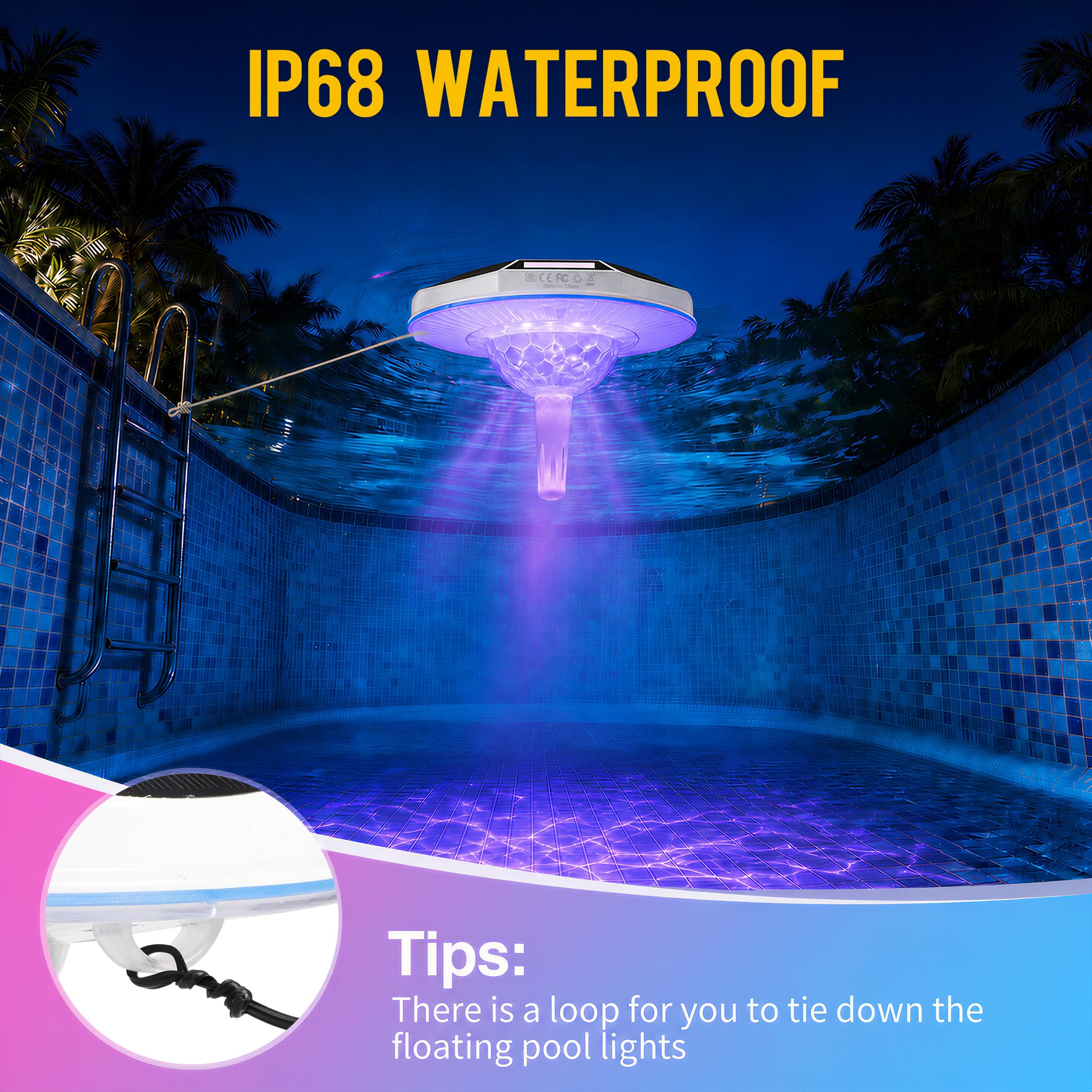 Partsam Schwimmende Poolleuchten Solarbetrieben mit digitalem Thermometer