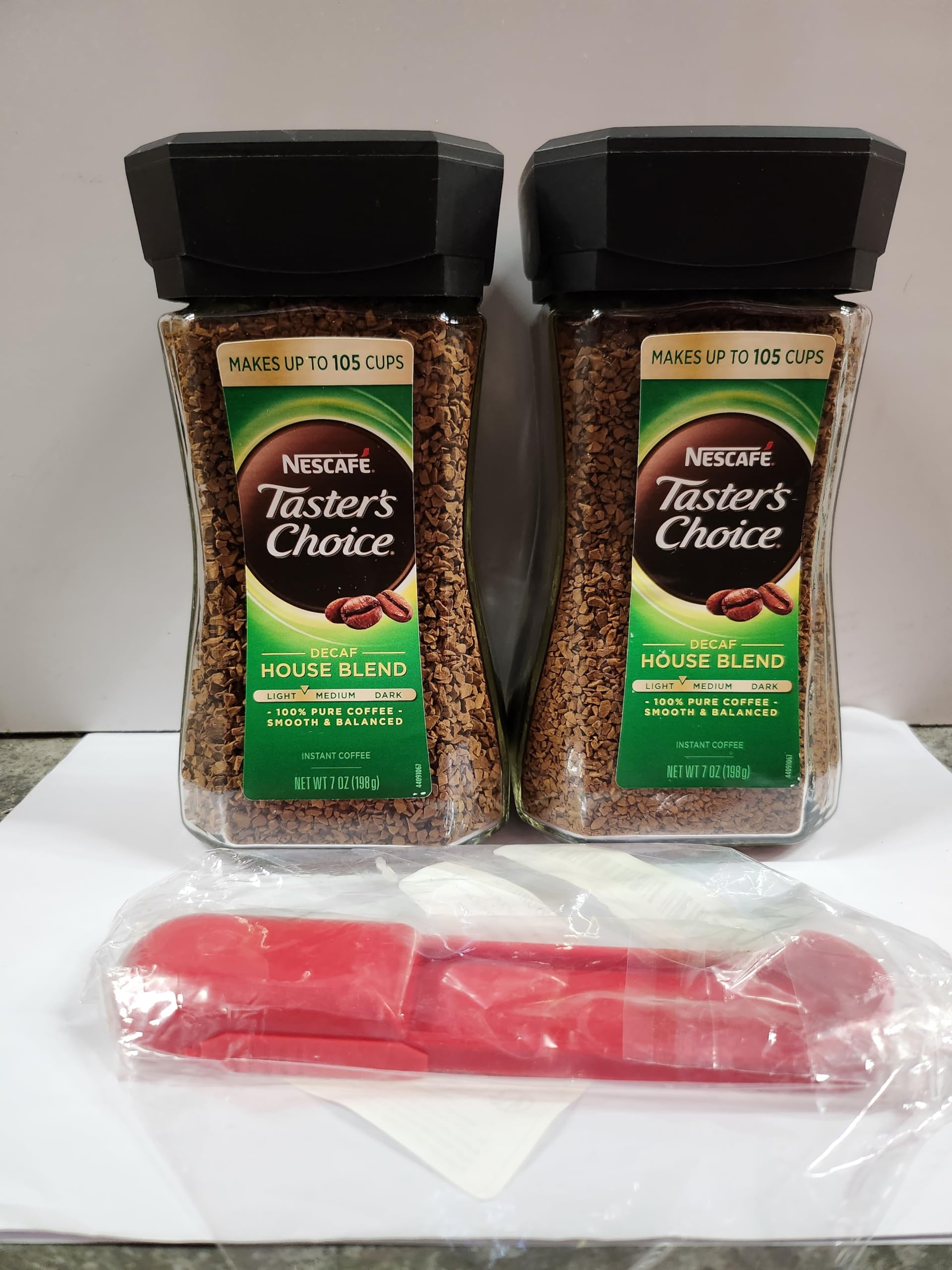 NESCAFÉ Taster's Choice Instant Coffee, Medium Light Roast Coffee, Decaf House Blend, 2 Jars (7 Oz Each)